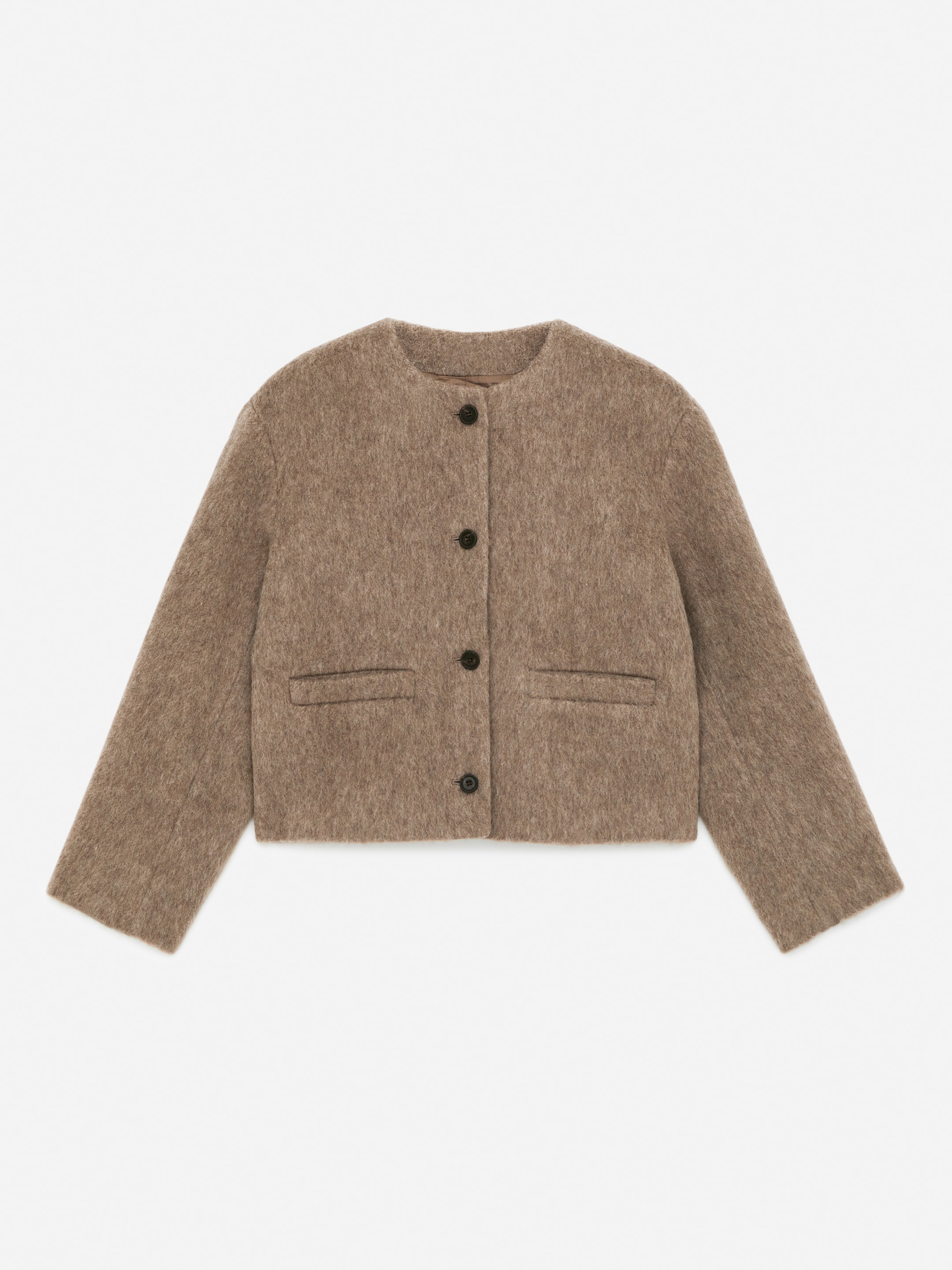 Veste en laine brossée mélangée - Beige foncé - Regular fit - Femme - StillMedia/DescriptiveStillLife - 1