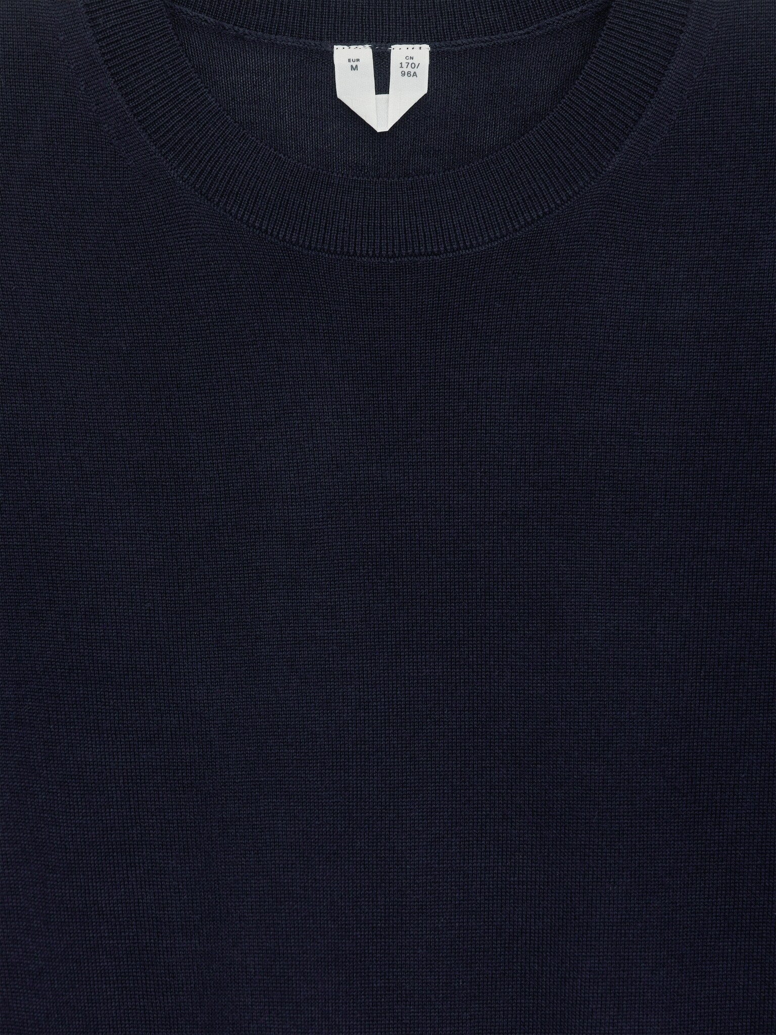 T-shirt in lana merino lavorata a maglia - Blu scuro/Beige chiaro - 2