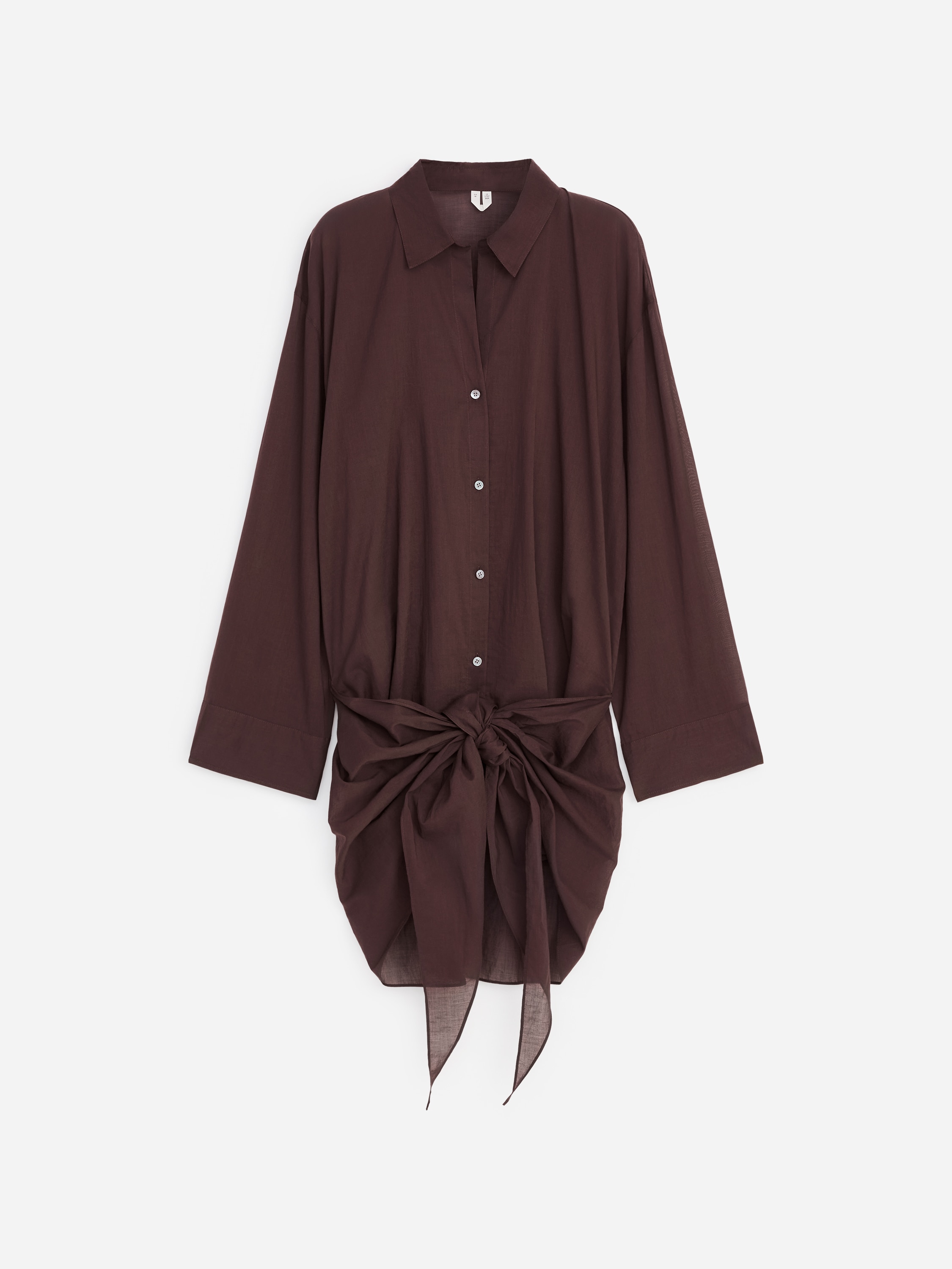 Robe-chemise en lyocell mélangé-Marron