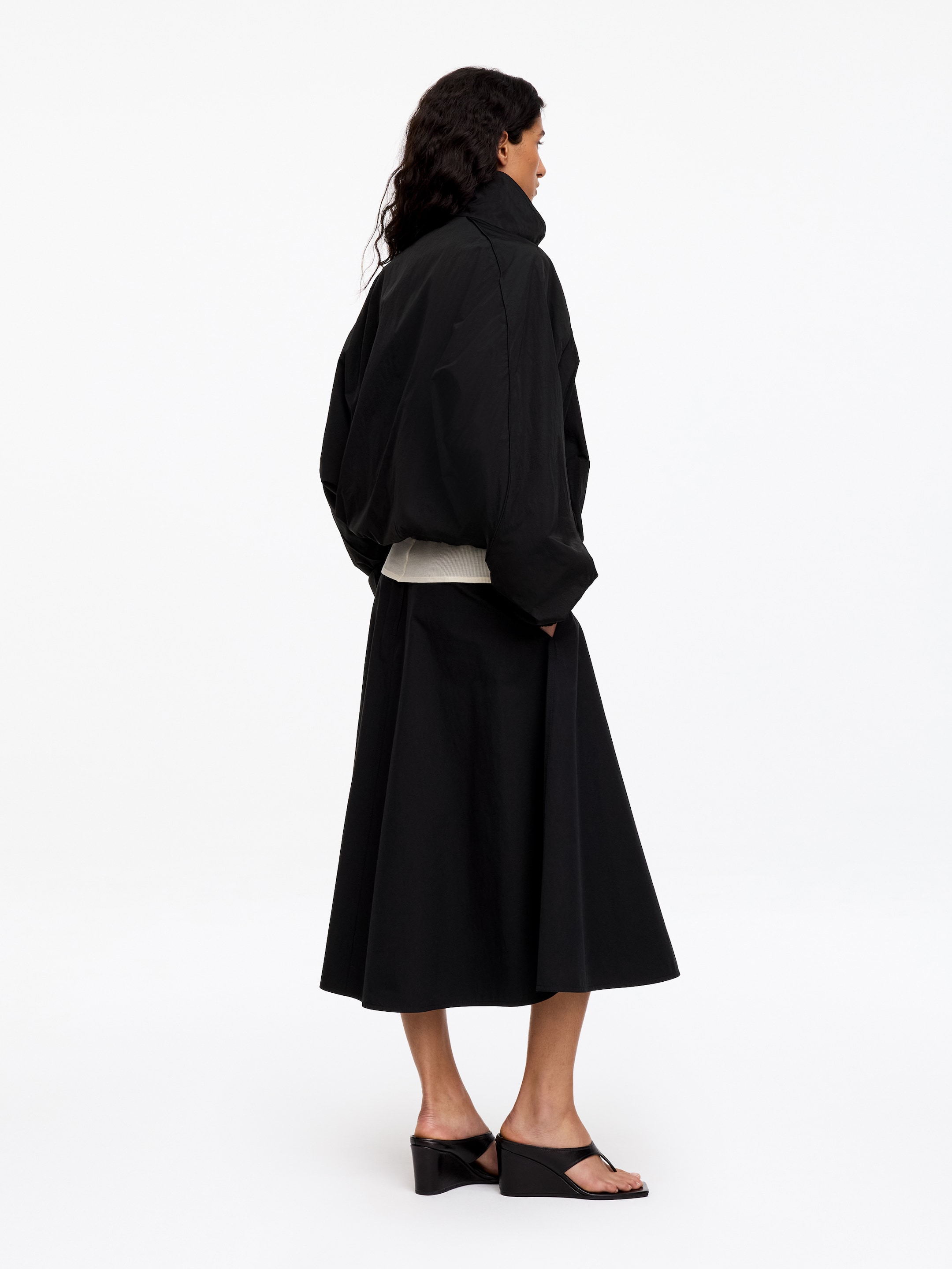 Funnel-Neck Nylon Jacket - Black - Oversized - Women - StillMedia/Lookbook - 5