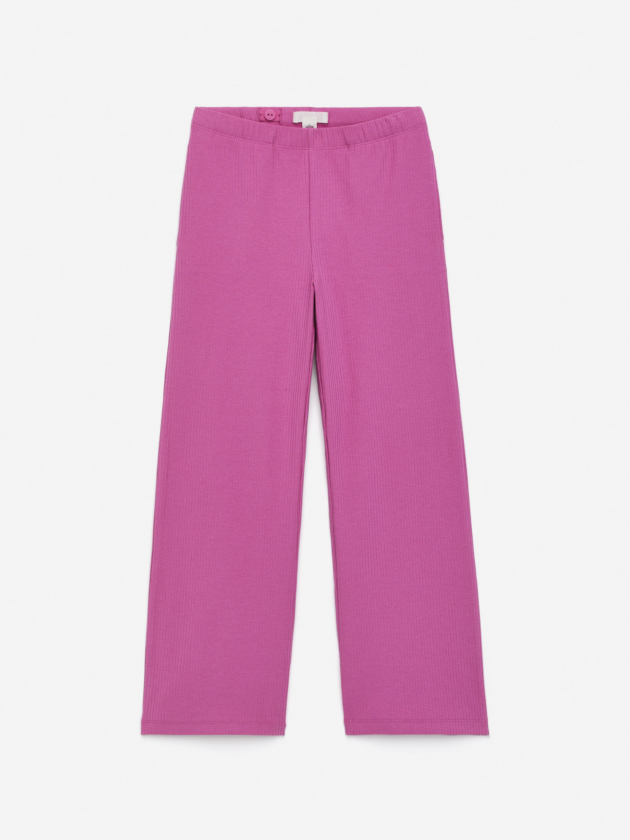 Rib Cotton Trousers-Pink-16174