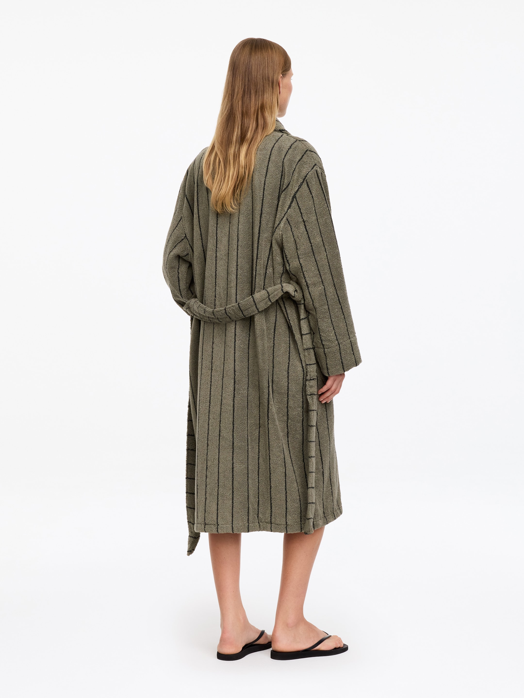 Bawełniany szlafrok frotté unisex - Zielony khaki - Women - StillMedia/Lookbook - 6