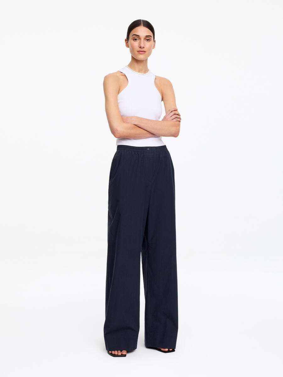 ARKET Women's  Relaxed Cotton Trousers Blue,  size S