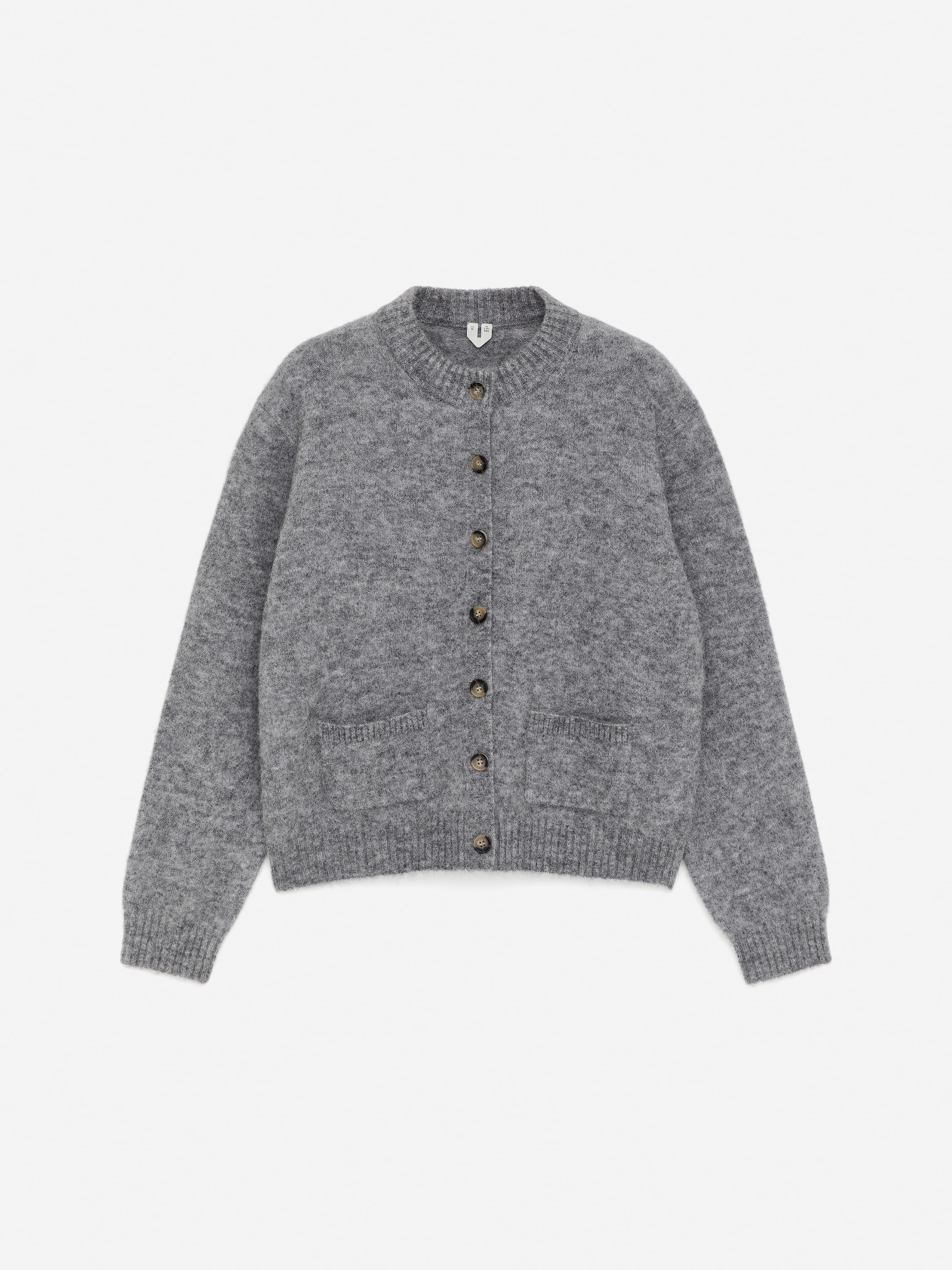 Vest van een mix van alpaca en wol - Grijs gemêleerd/Donkerbruin