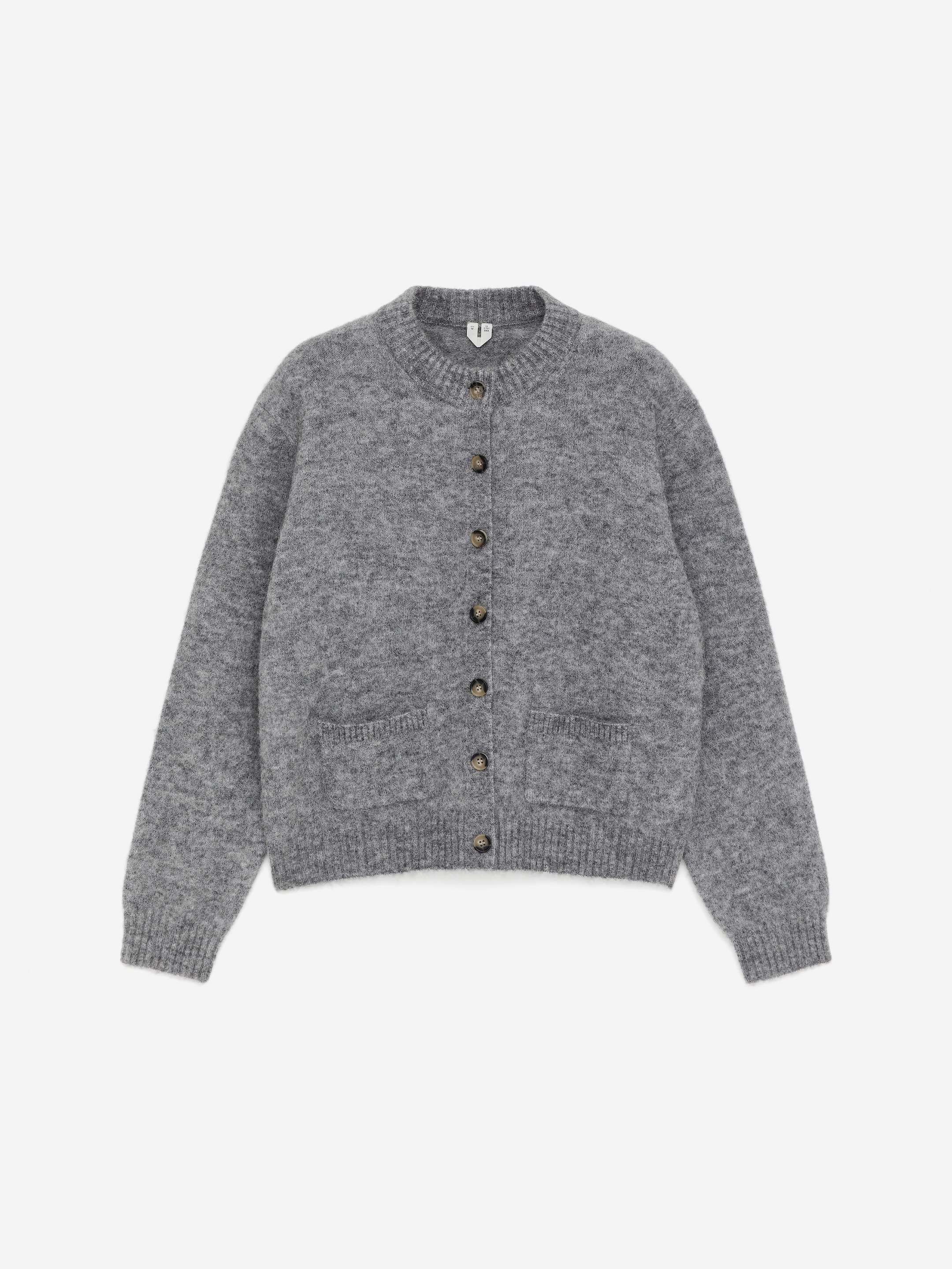 Alpaca-Wool Blend Cardigan-#8D8E91-16753