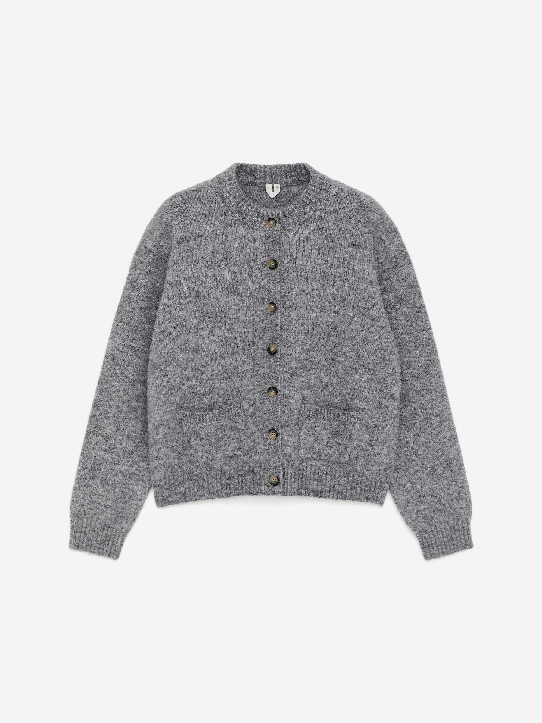 Alpaca-Wool Blend Cardigan-Grey-16753