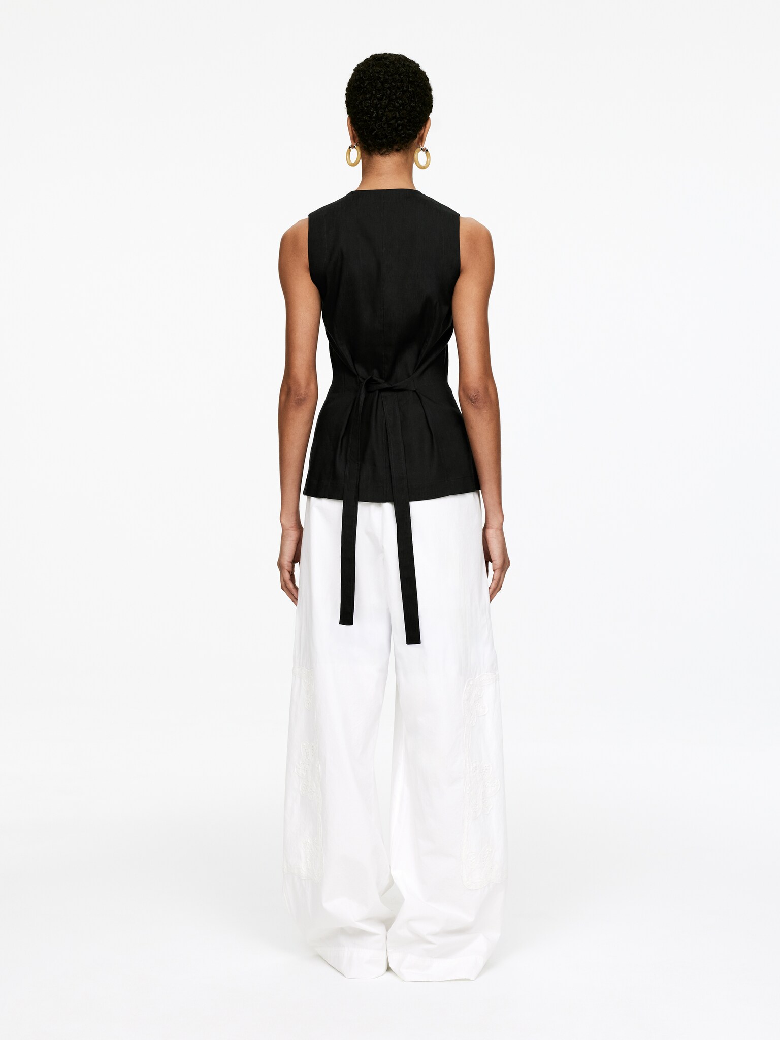 Gilet en mélange de lin - Noir - 4