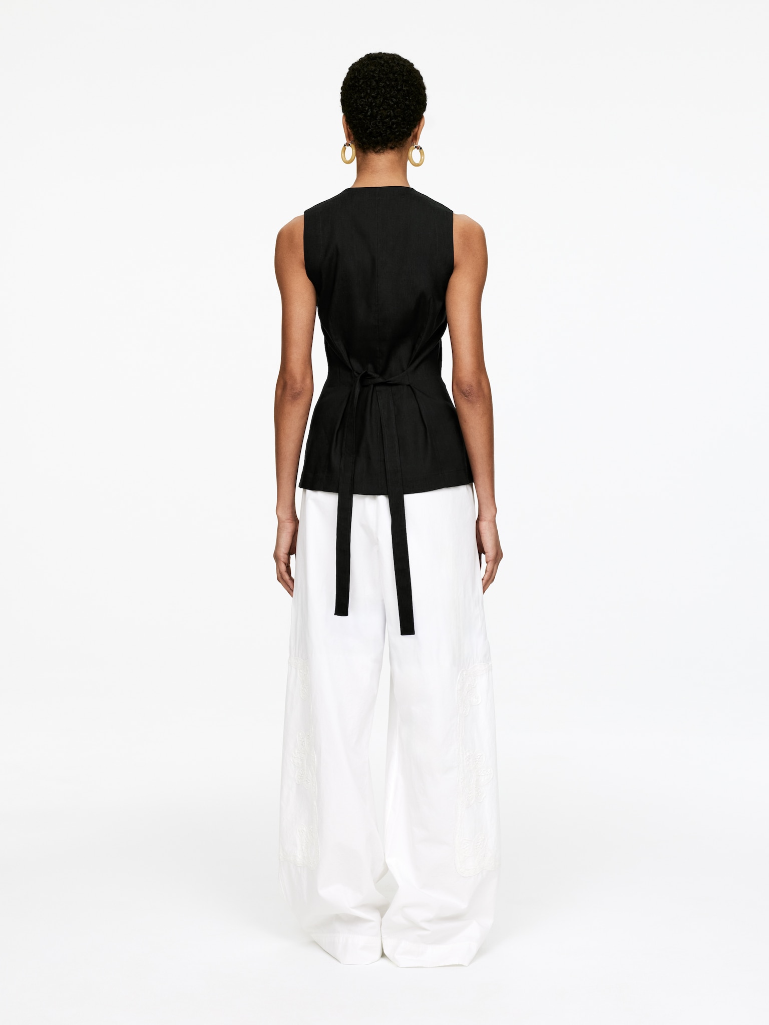 Gilet en mélange de lin - Noir - 3