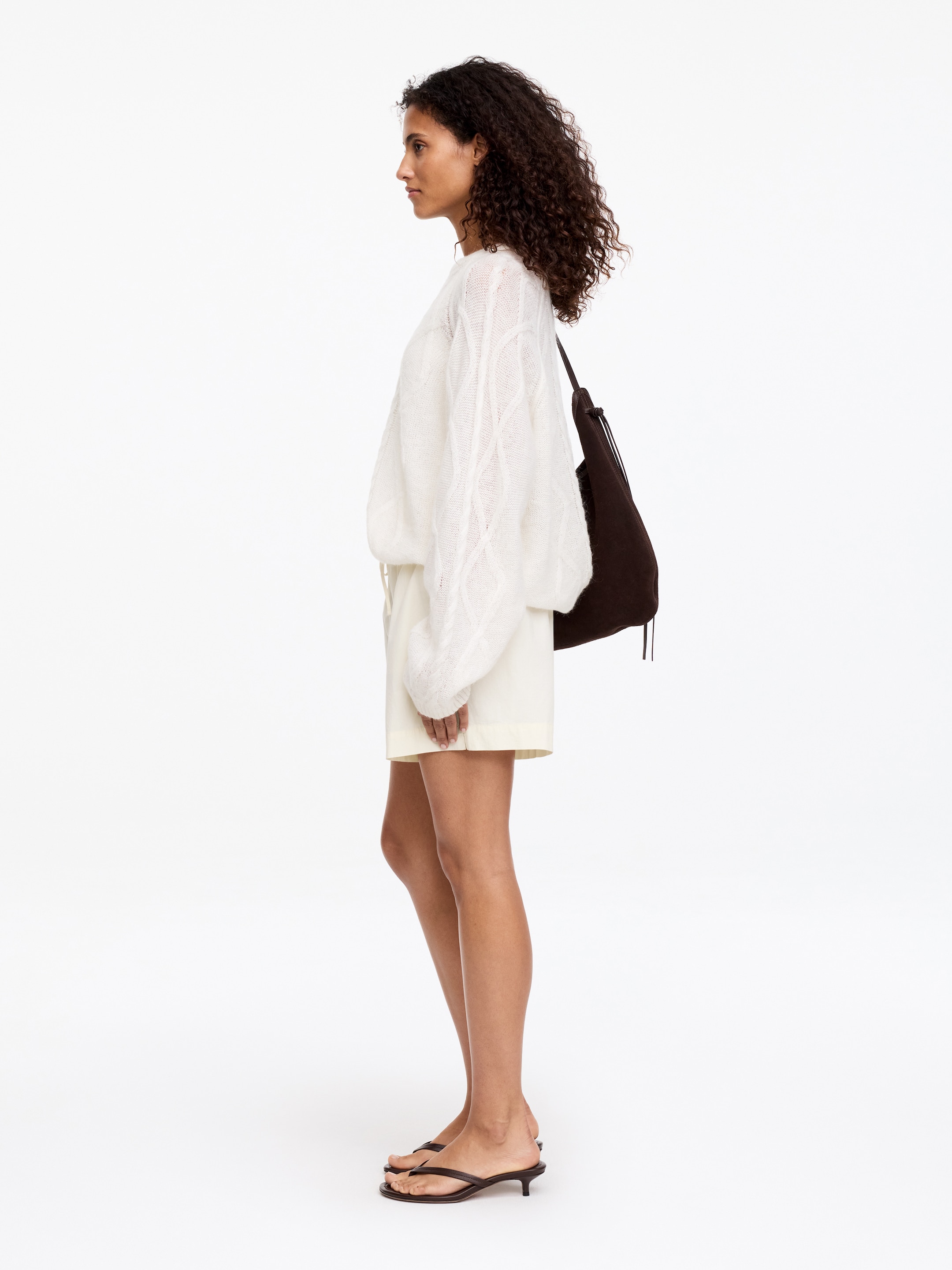 Drawstring Poplin Shorts - White - Relaxed fit - Women - StillMedia/Lookbook - 4