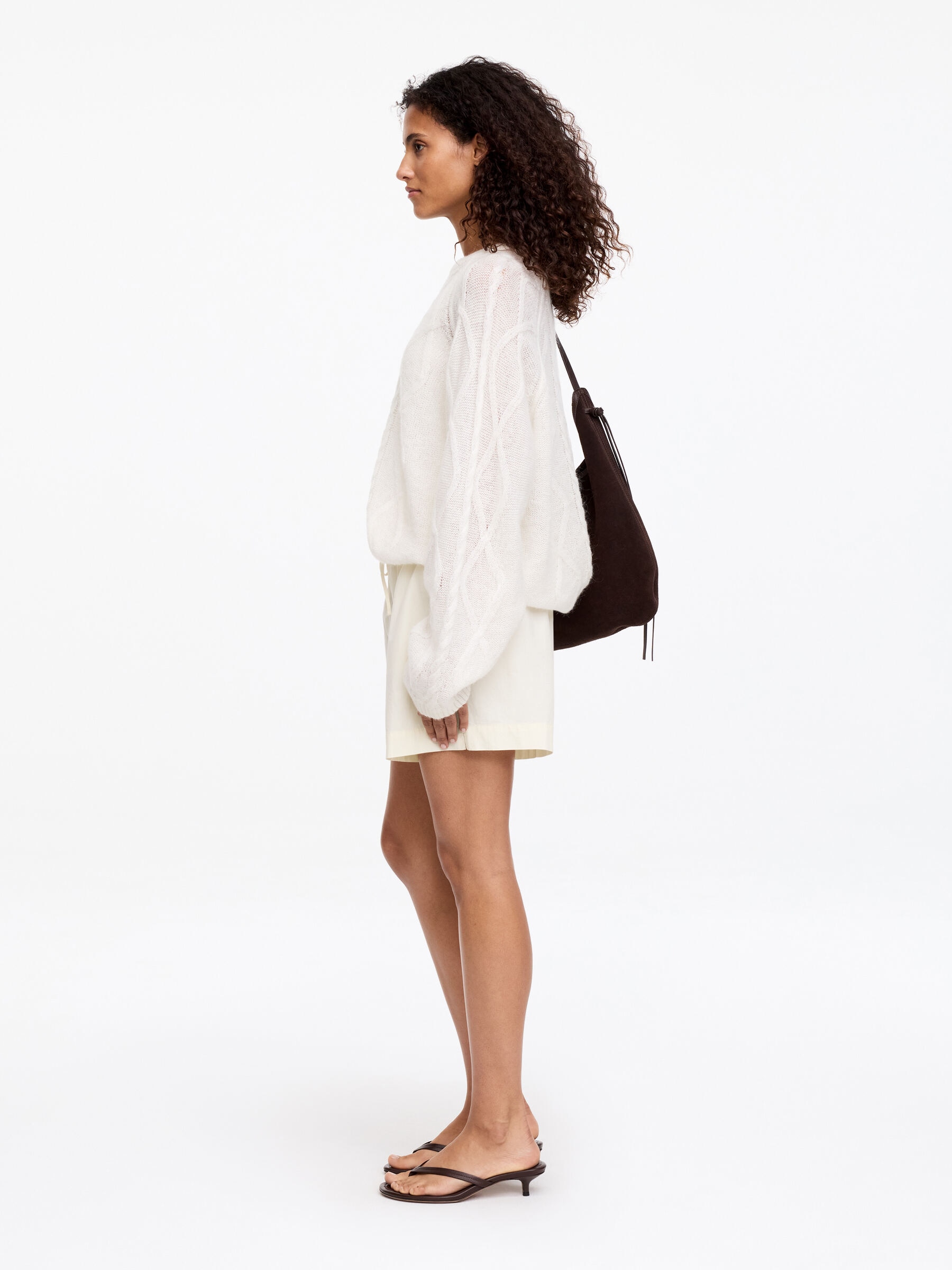 Drawstring Poplin Shorts - White - Relaxed fit - Women - StillMedia/Lookbook - 4
