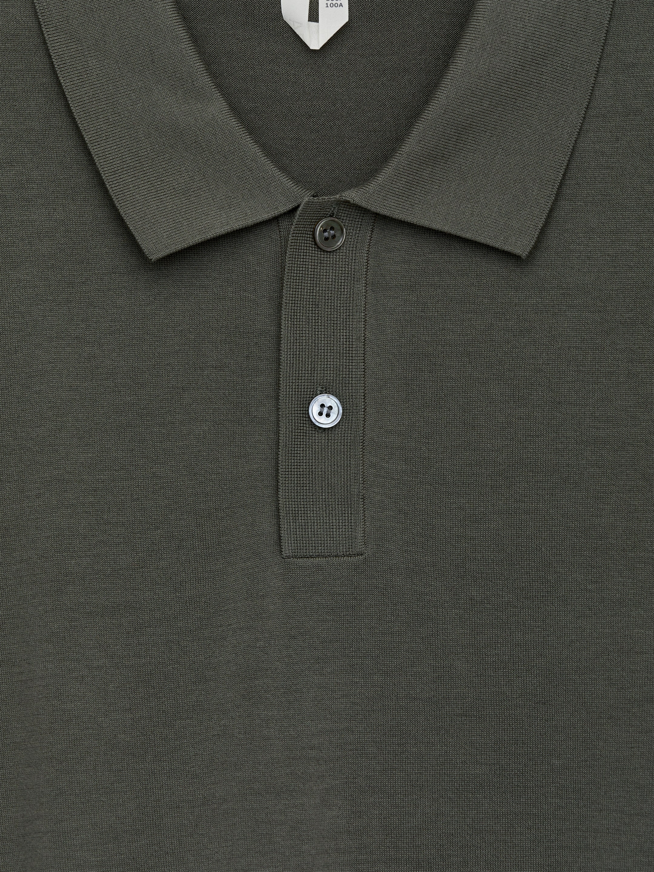 Cotton Silk Polo Shirt - Khaki Green - Regular fit - Men - StillMedia/DescriptiveDetail - 1