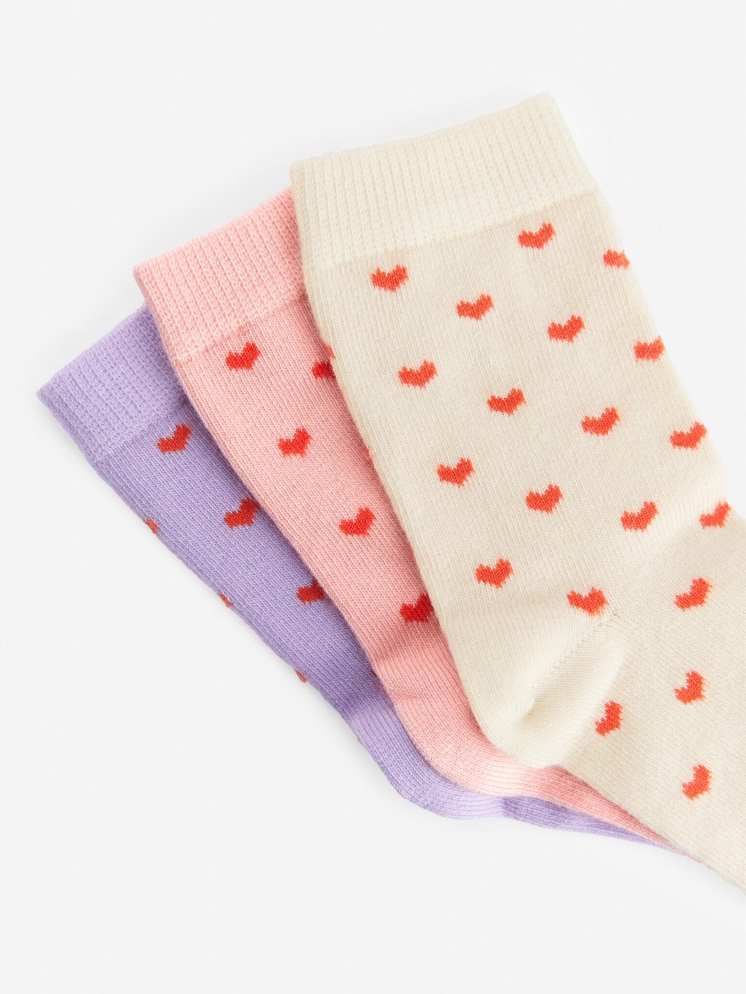 Baumwollsocken im 3er-Pack - Weiß/Rosa/Flieder/Beige/Schwarz - 2