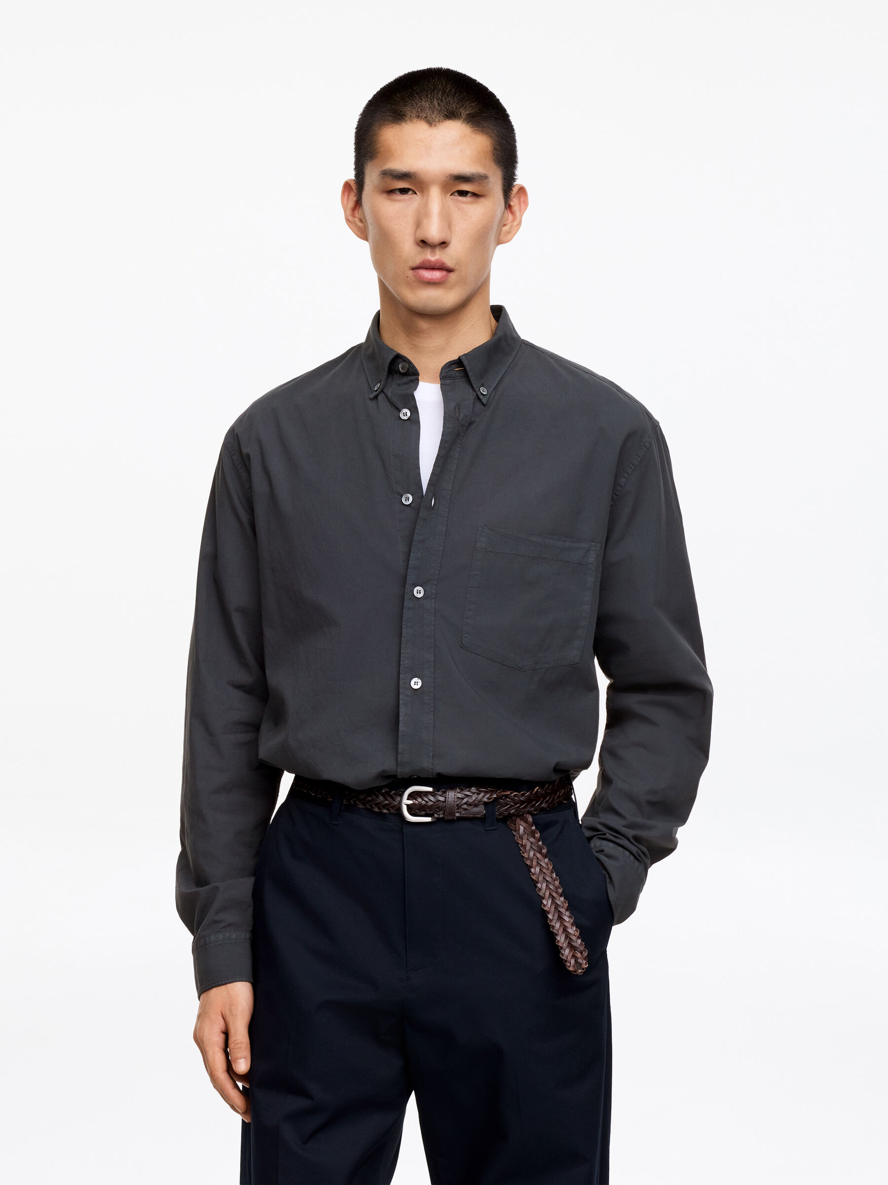 Camisa de popelina holgada-#37383D-18564