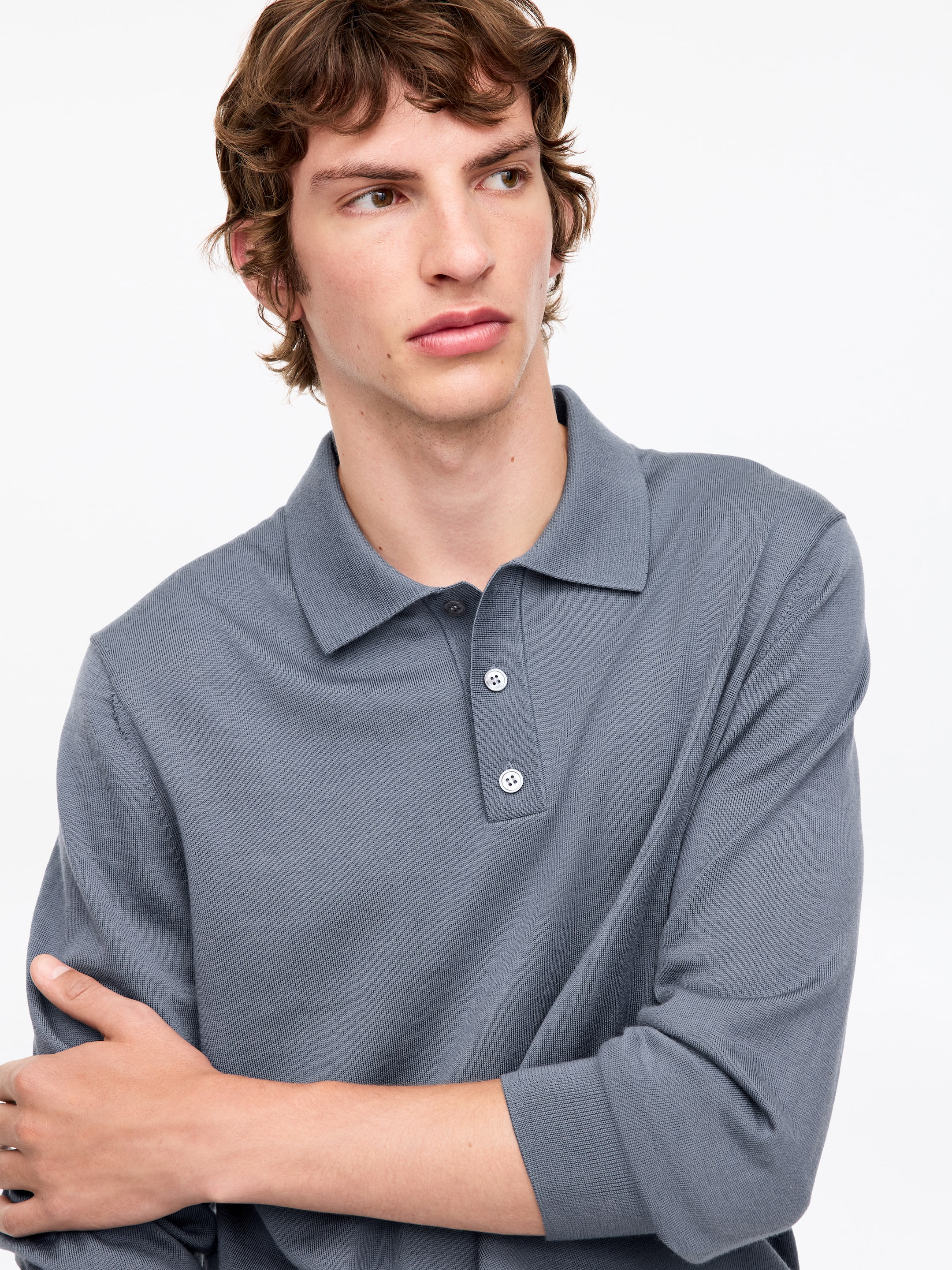 Maglione in stile polo in lana merino - Grigio acciaio - Regular fit - Men - StillMedia/Lookbook - 4