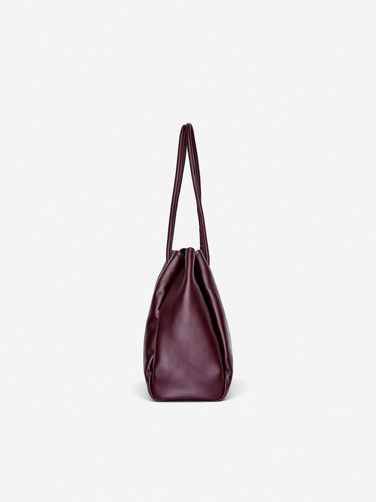 Leather Tote Bag - Burgundy - 4