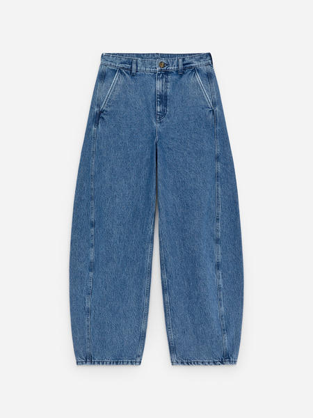 Ecru Belted Barrel Leg Jeans