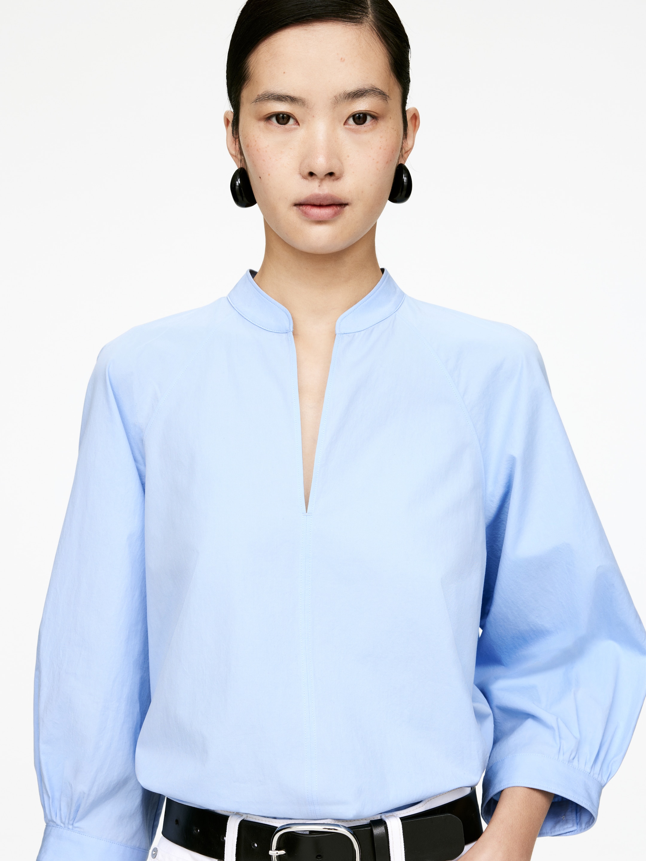 Agrandir l'image: Chemisier en coton à col en V - Bleu ciel - FEMME | H&M FR 4