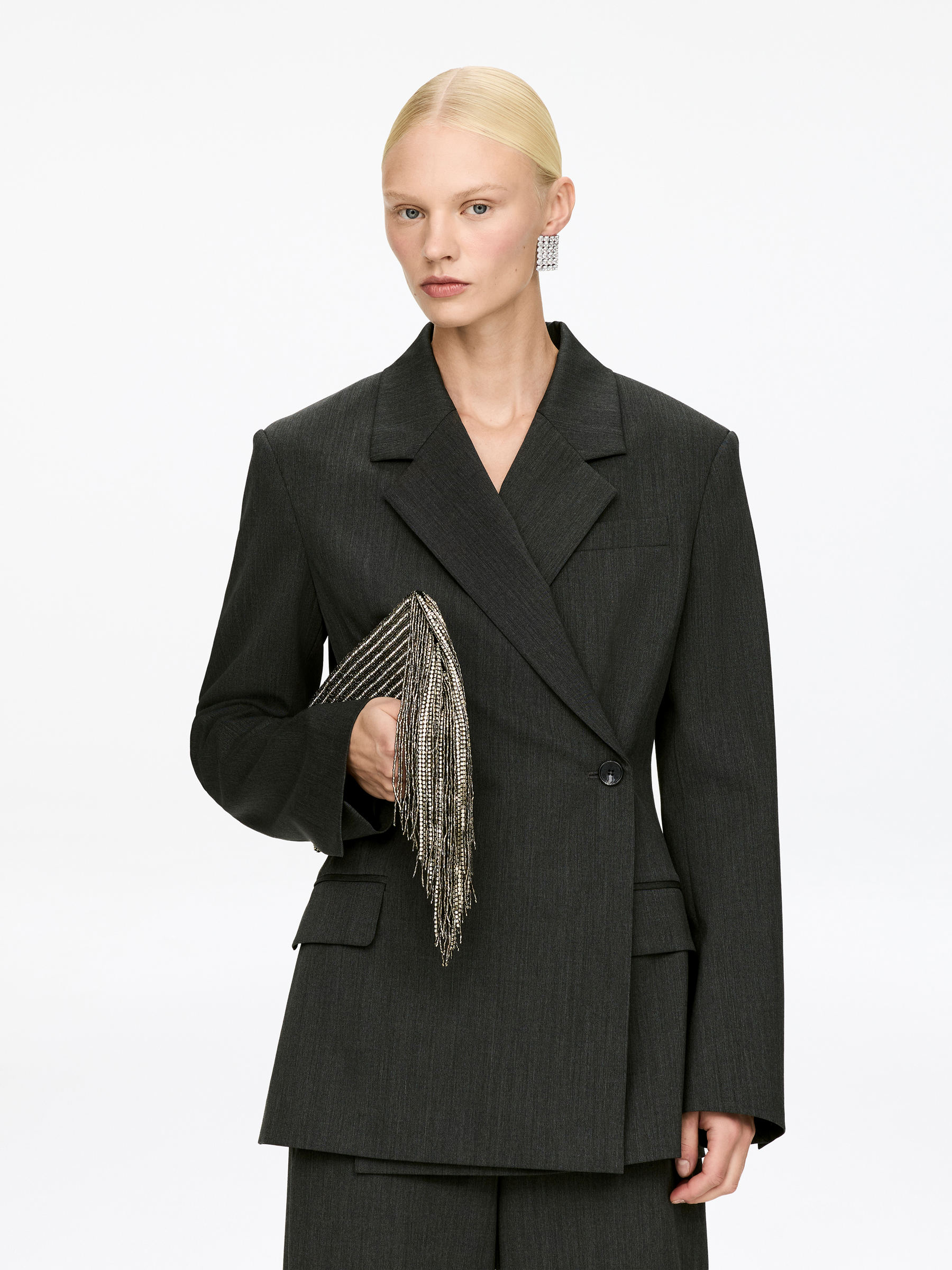 Rhinestone Earrings - Silver - Women - StillMedia/Lookbook - 2