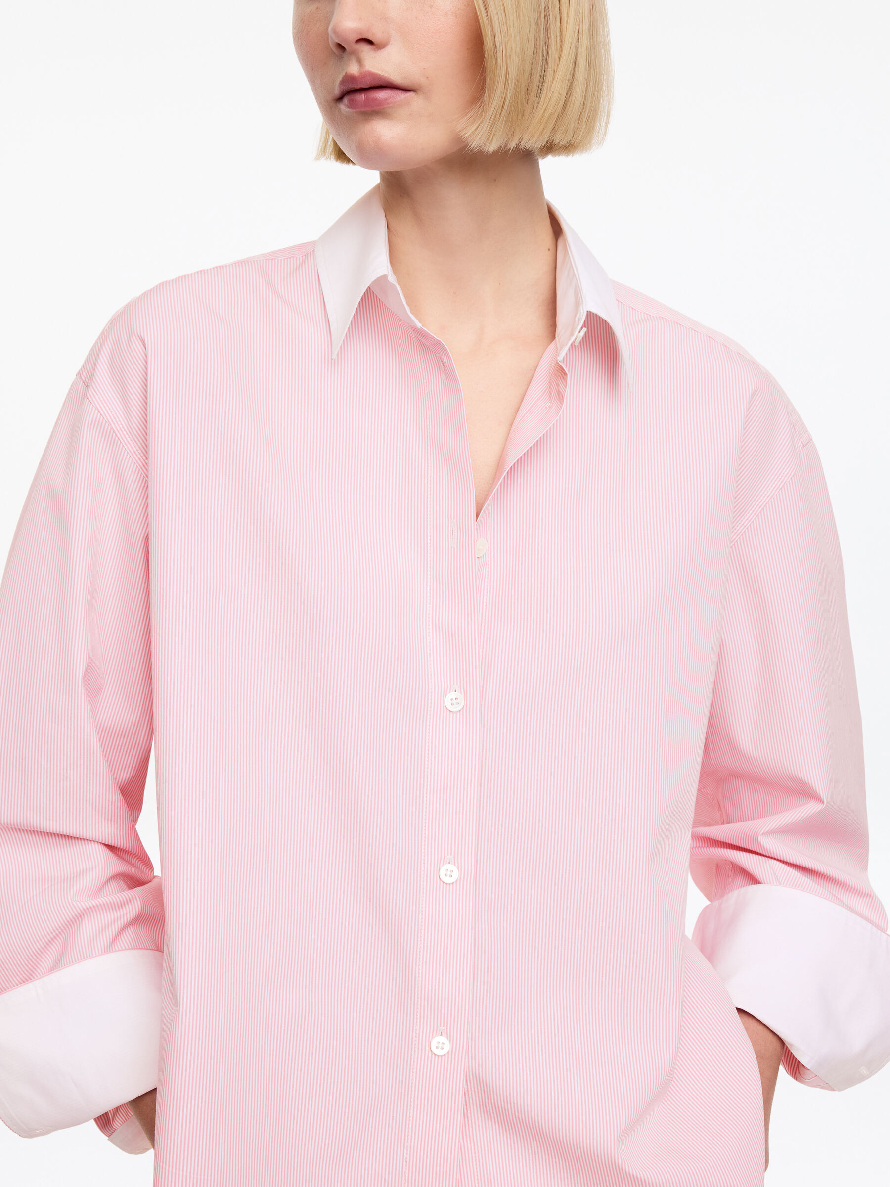 Popeline-Hemd mit lockerer Passform - Rosa/Weiß - Relaxed Fit - Damen - StillMedia/Lookbook - 2