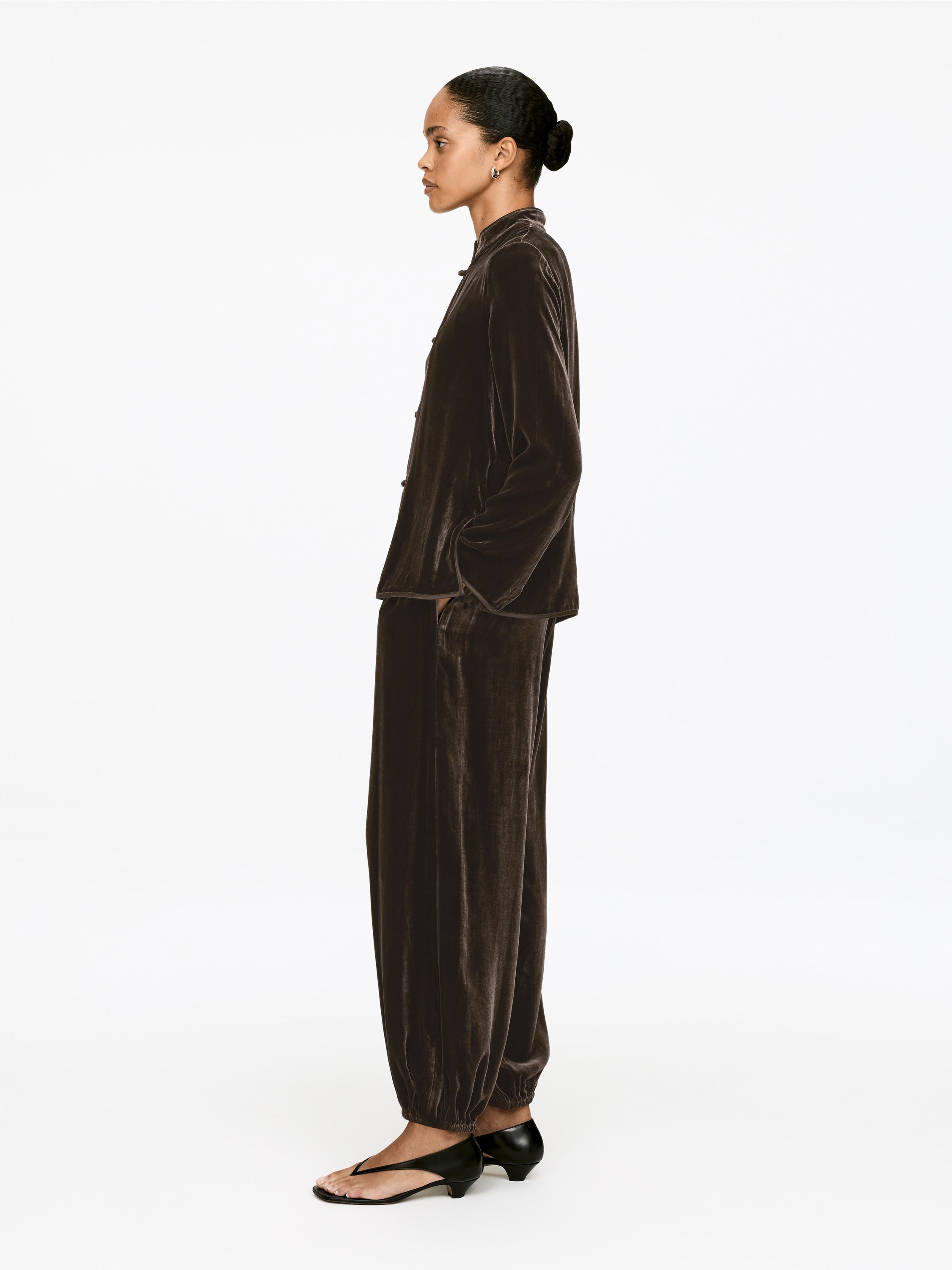 Viscose-Silk Velvet Overshirt - Brown - Regular fit - Women - StillMedia/Lookbook - 5