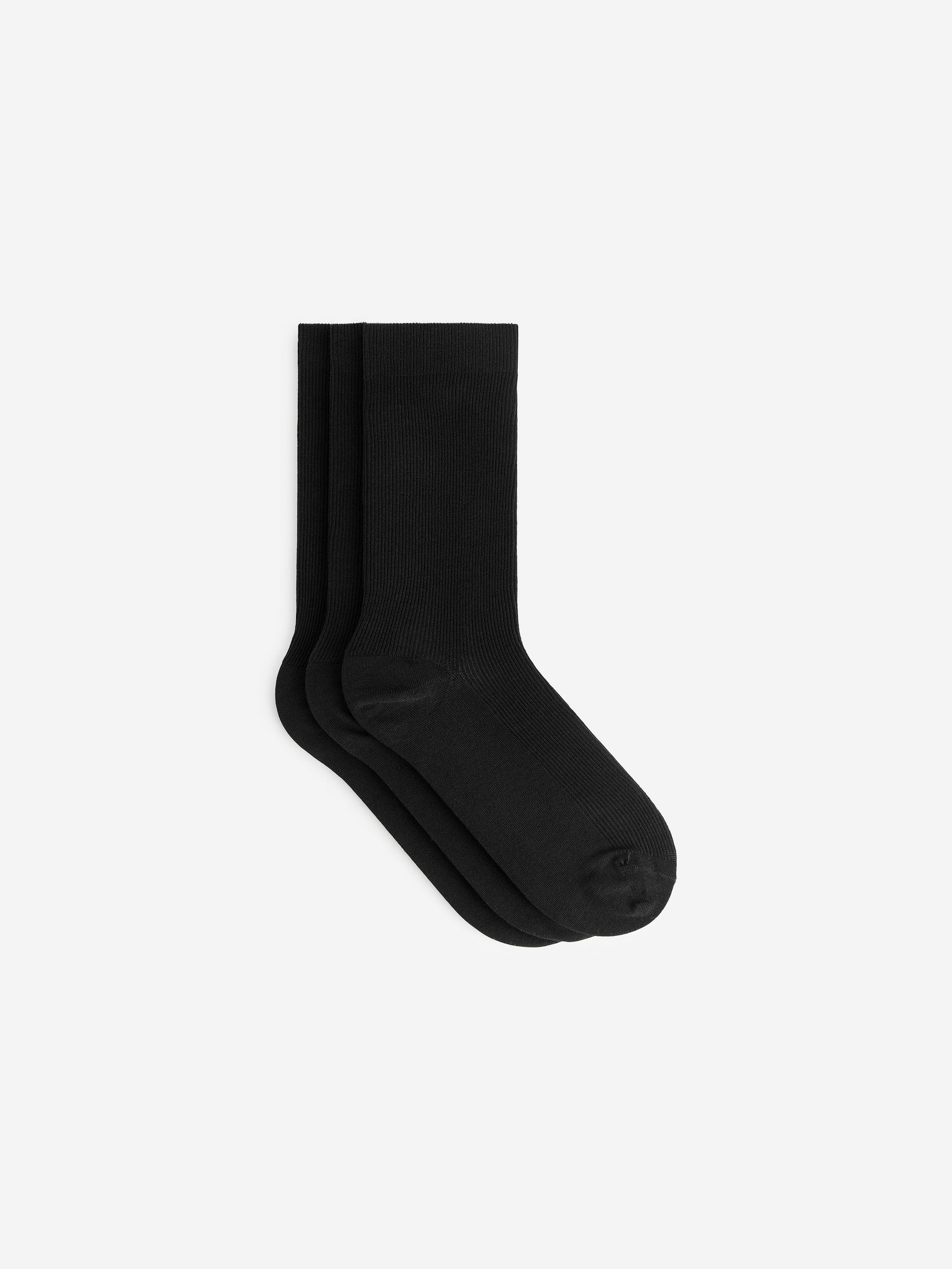 Mercerised Cotton Socks Set of 3 - Black - Women - StillMedia/DescriptiveStillLife - 1