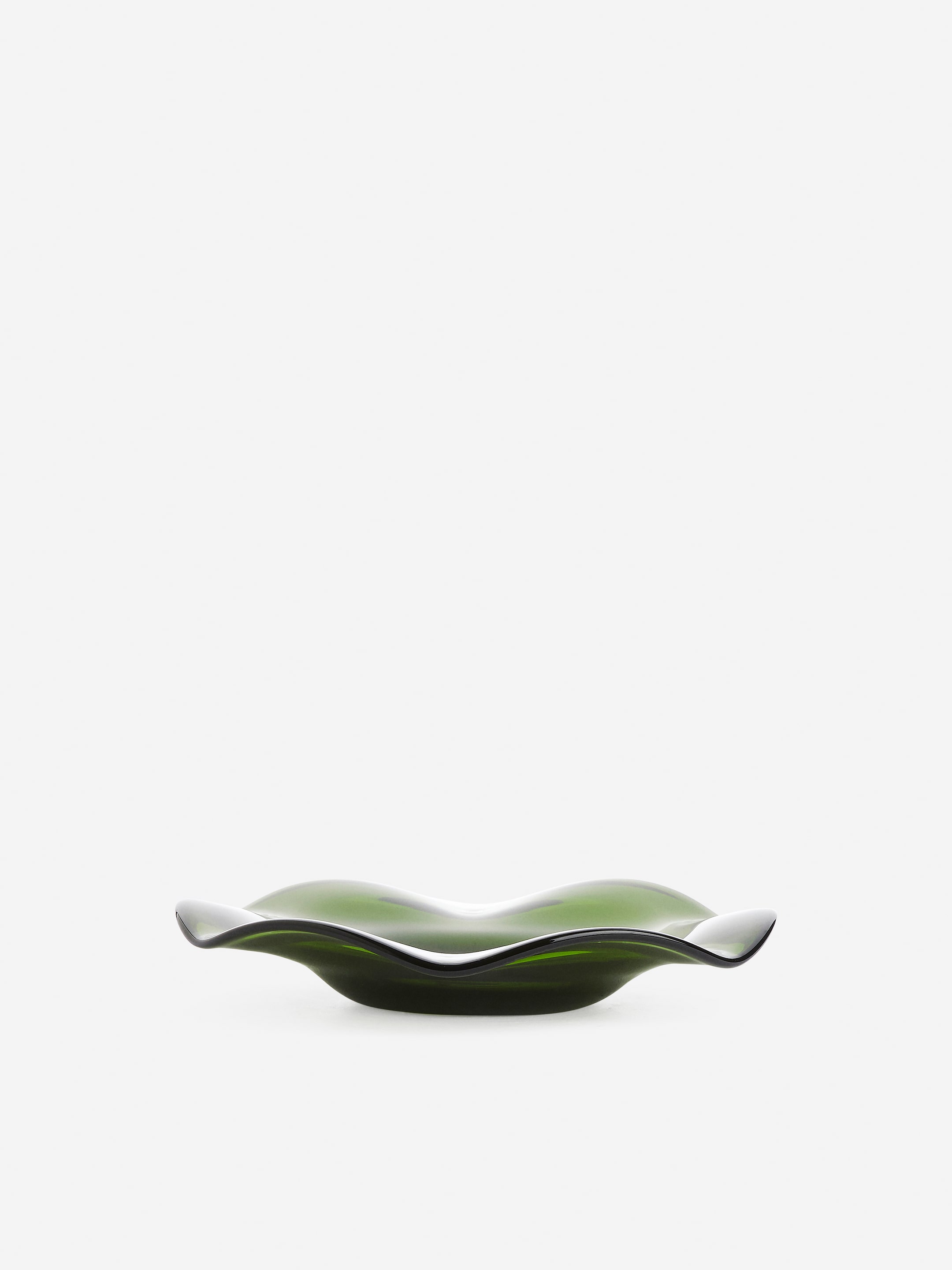 Wavy Glass Plate 19 cm-#5D6A46-13074