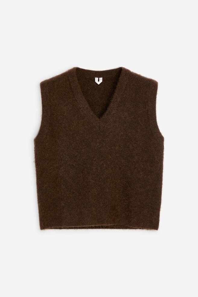 Alpaca-Wool Blend Vest - Dark Brown/Blue - 1