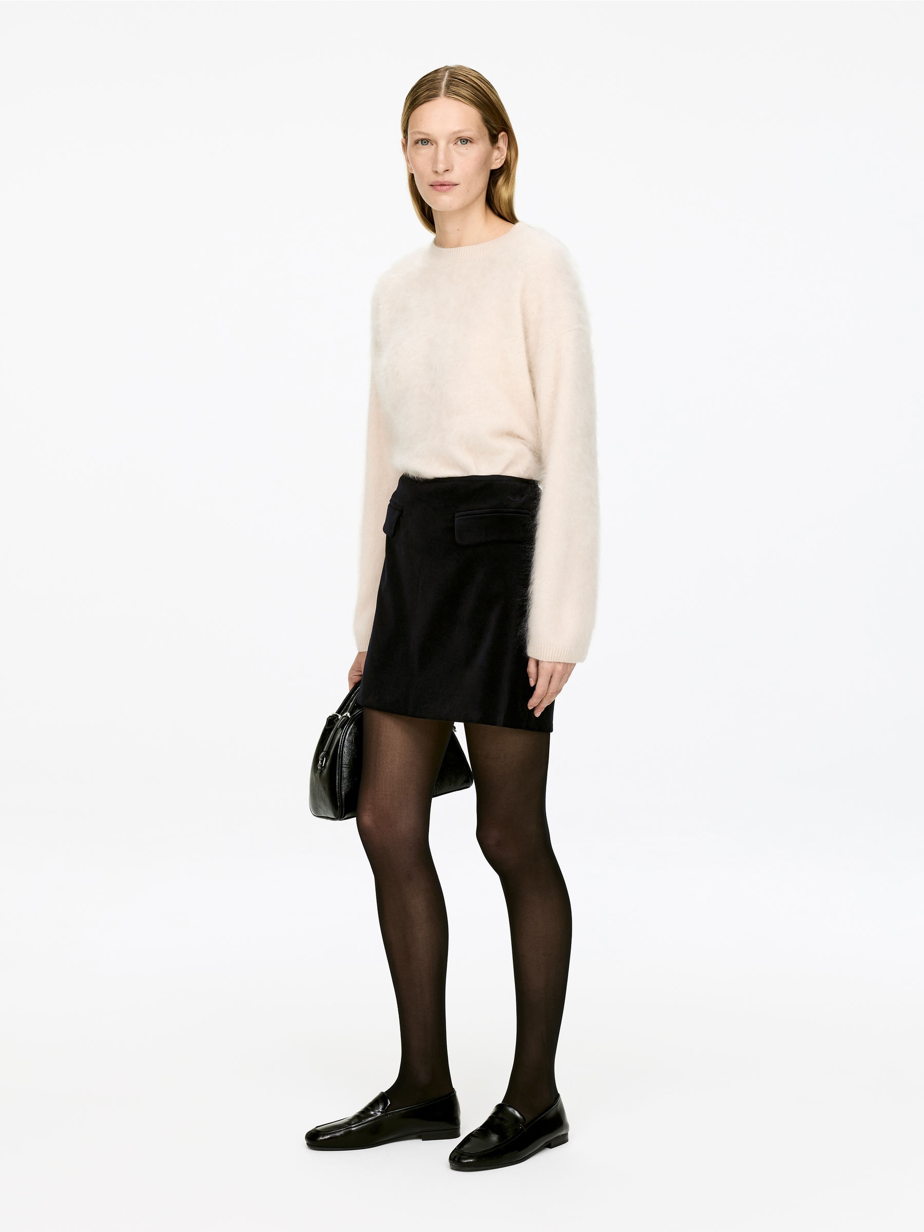 Velvet Mini Skirt - Black - Regular fit - Women - StillMedia/Lookbook - 3