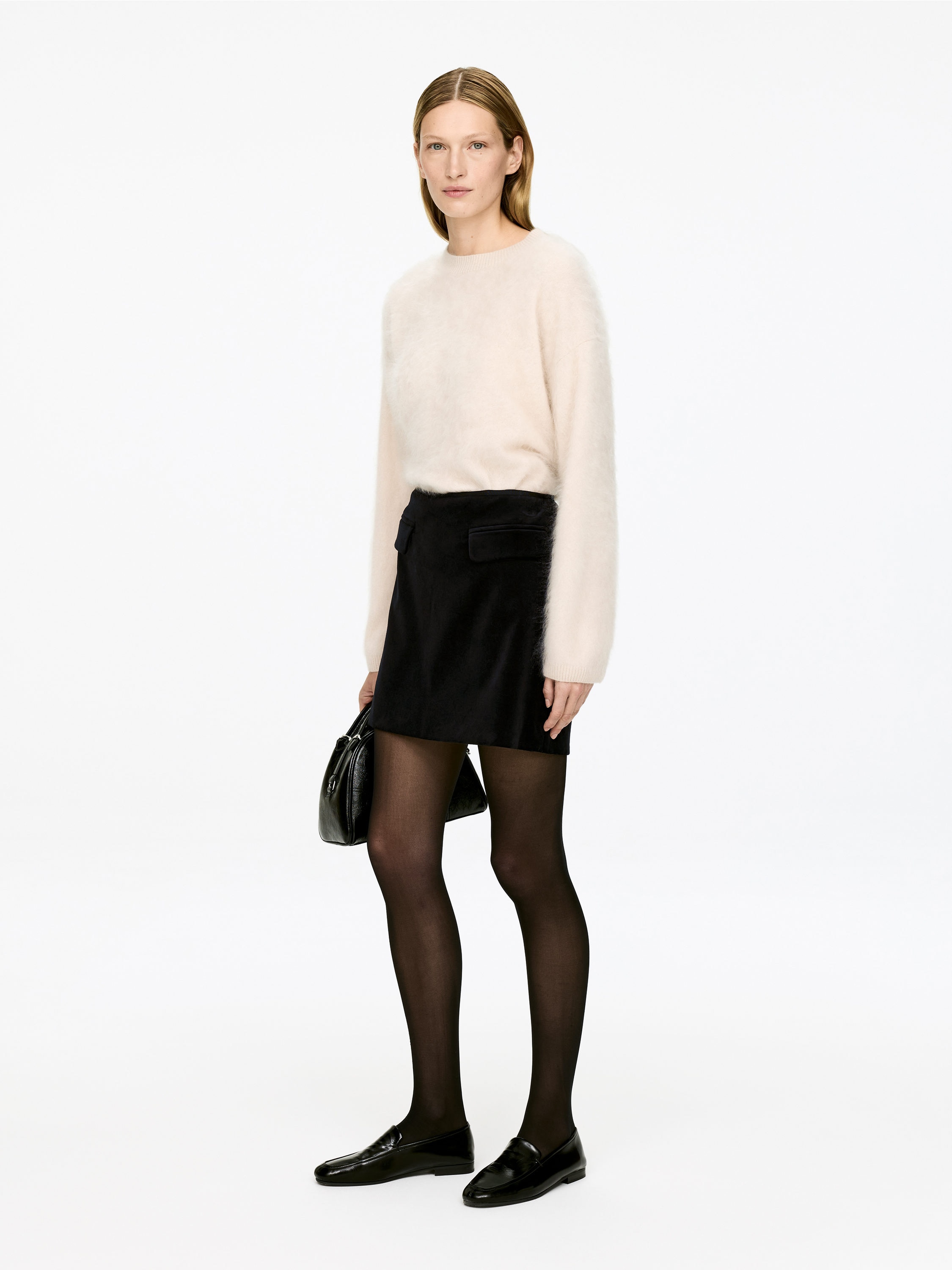 Velvet Mini Skirt - Black - Regular fit - Women - StillMedia/Lookbook - 3