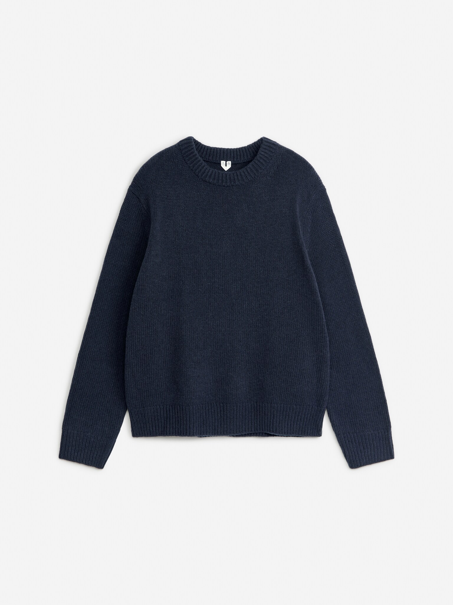 Grofgebreide trui van een wolmix - Donkerblauw/Beige gemêleerd