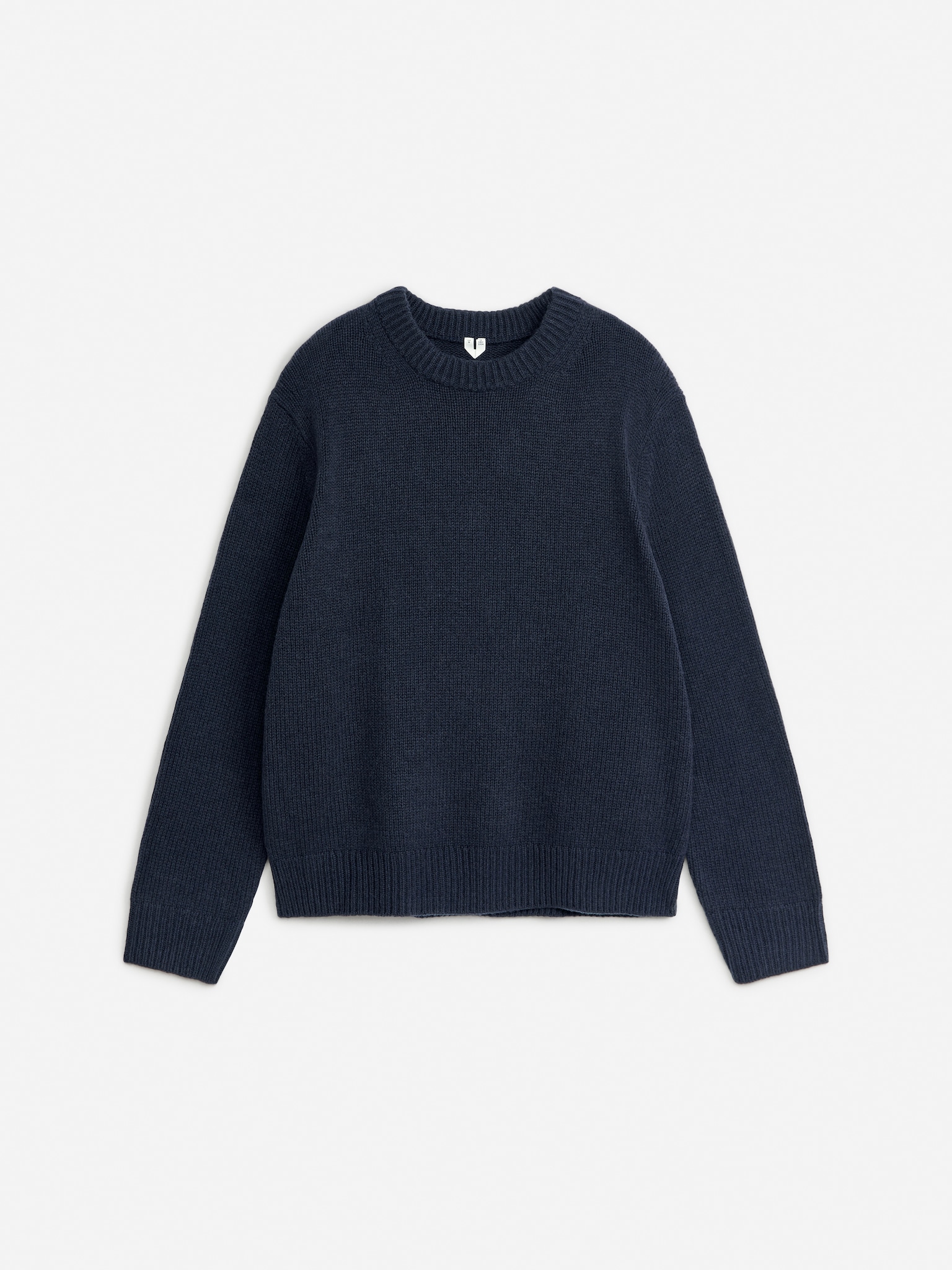 Vastag kötött gyapjúkeverék pulóver - Dark Blue/Beige Melange/Off White