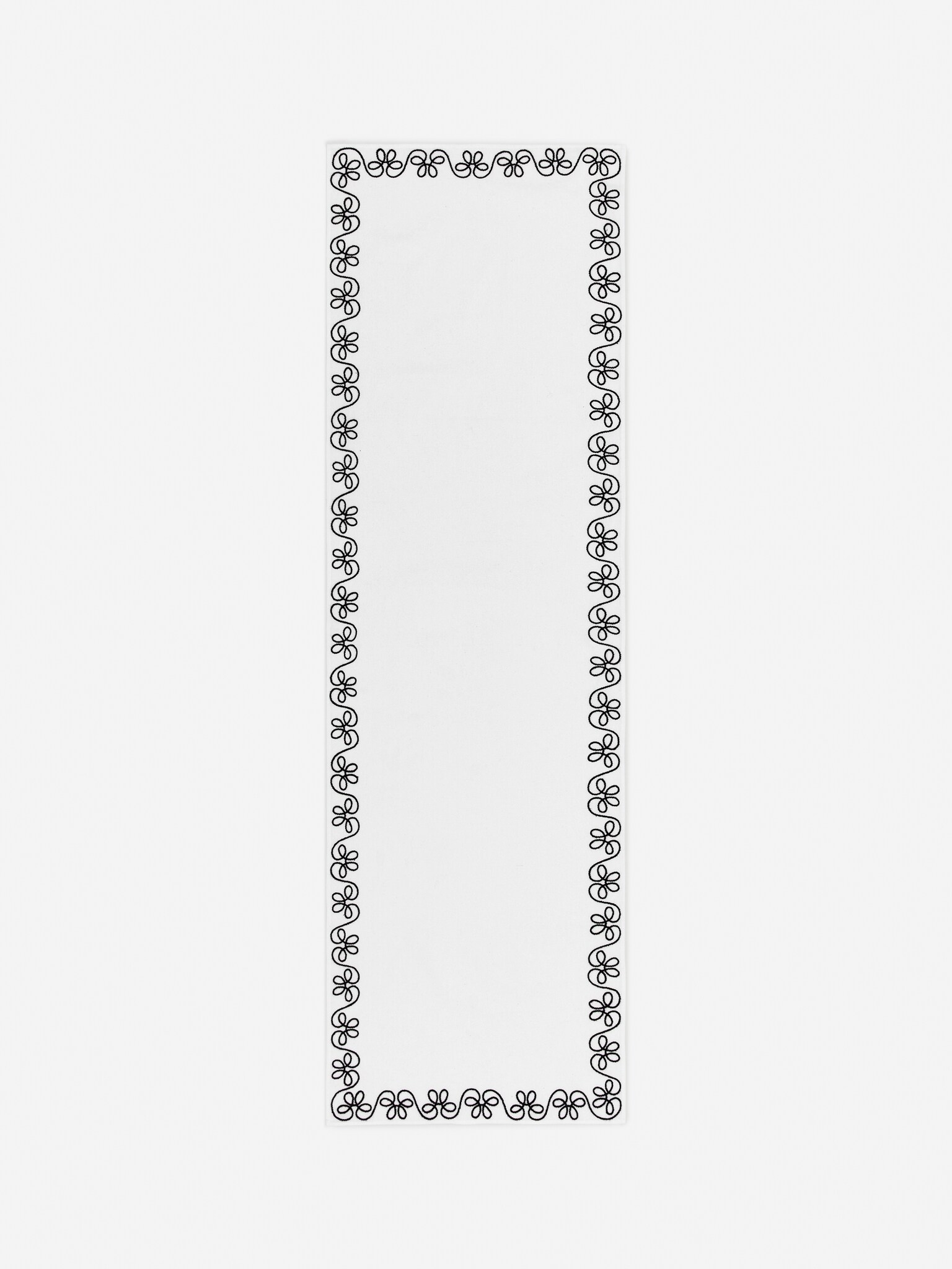Embroidered Table Runner - White/Black