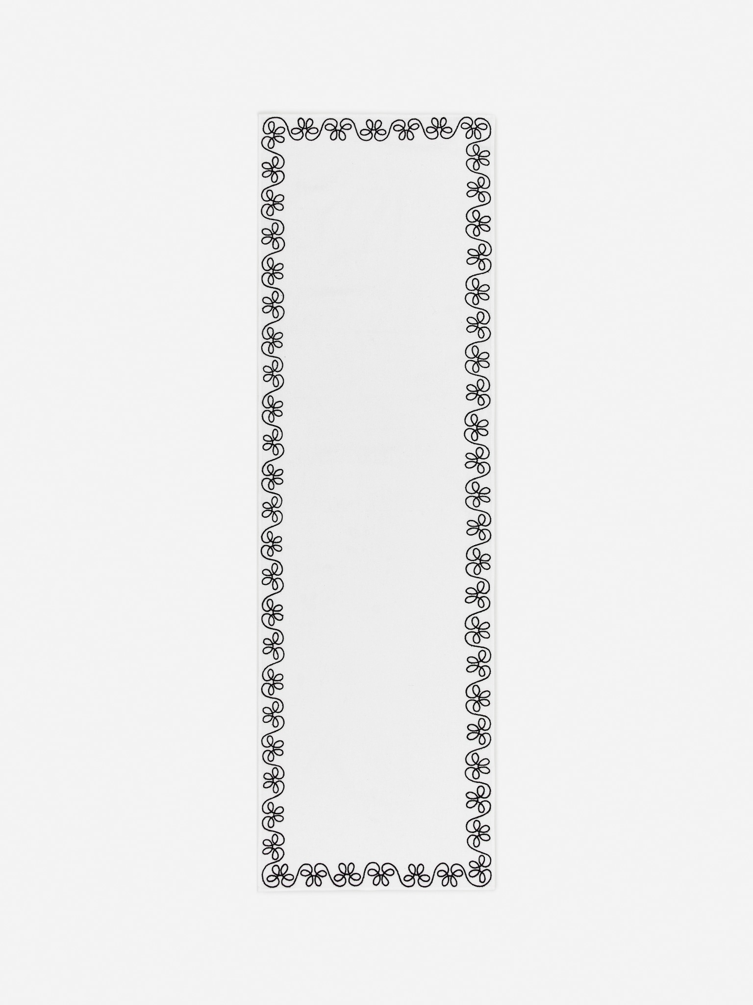Embroidered Table Runner - White/Black