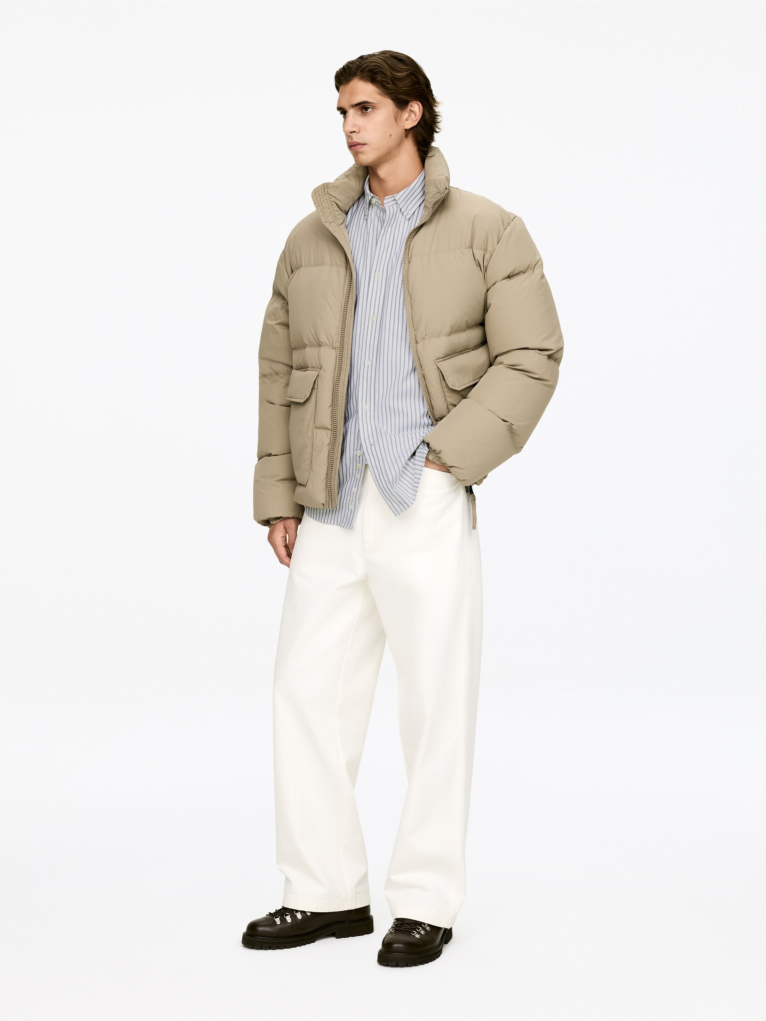 Chemise en popeline décontractée - Gris/Blanc/Bleu ciel - 4