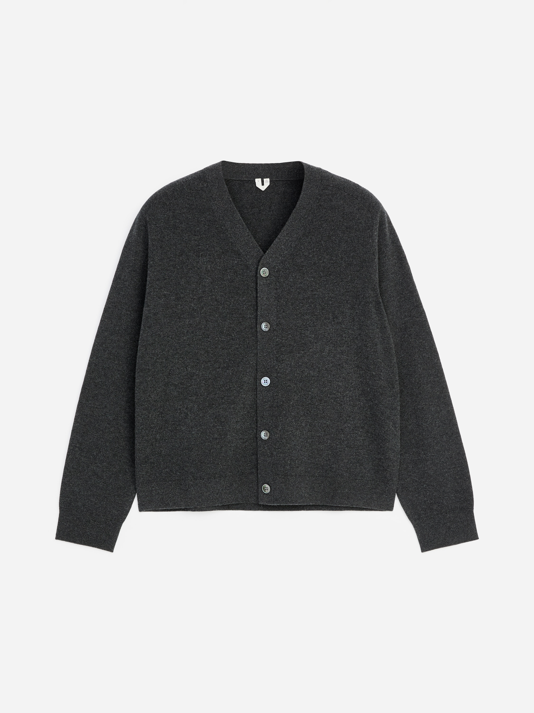 Finstrikket uldcardigan - Mørkegrå/Mørkeblå