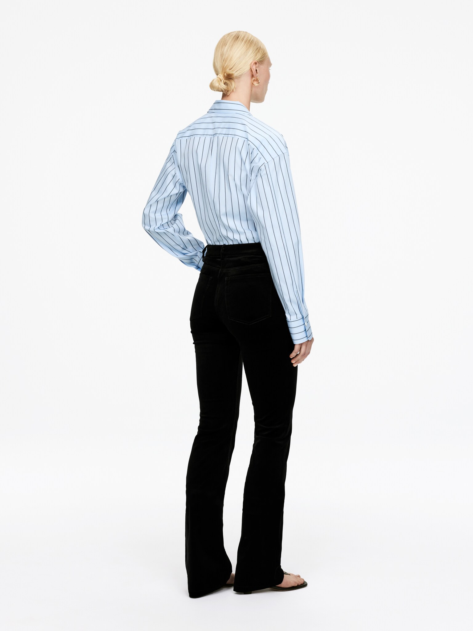 Pantalon évasé en velours - Noir - 5