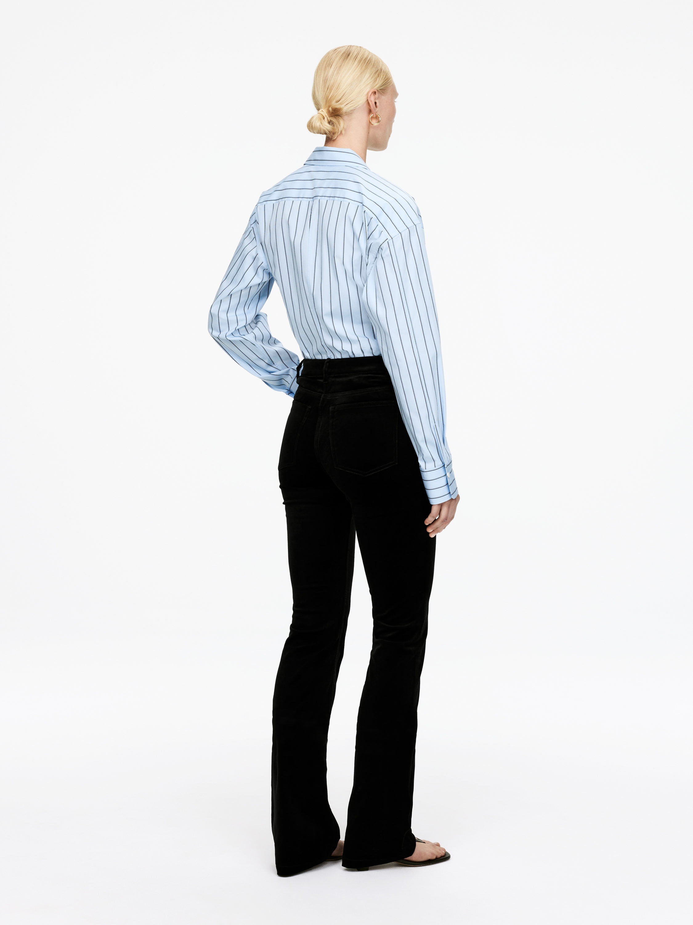 Flared Velvet Trousers - Black - Slim fit - Women - StillMedia/Lookbook - 6