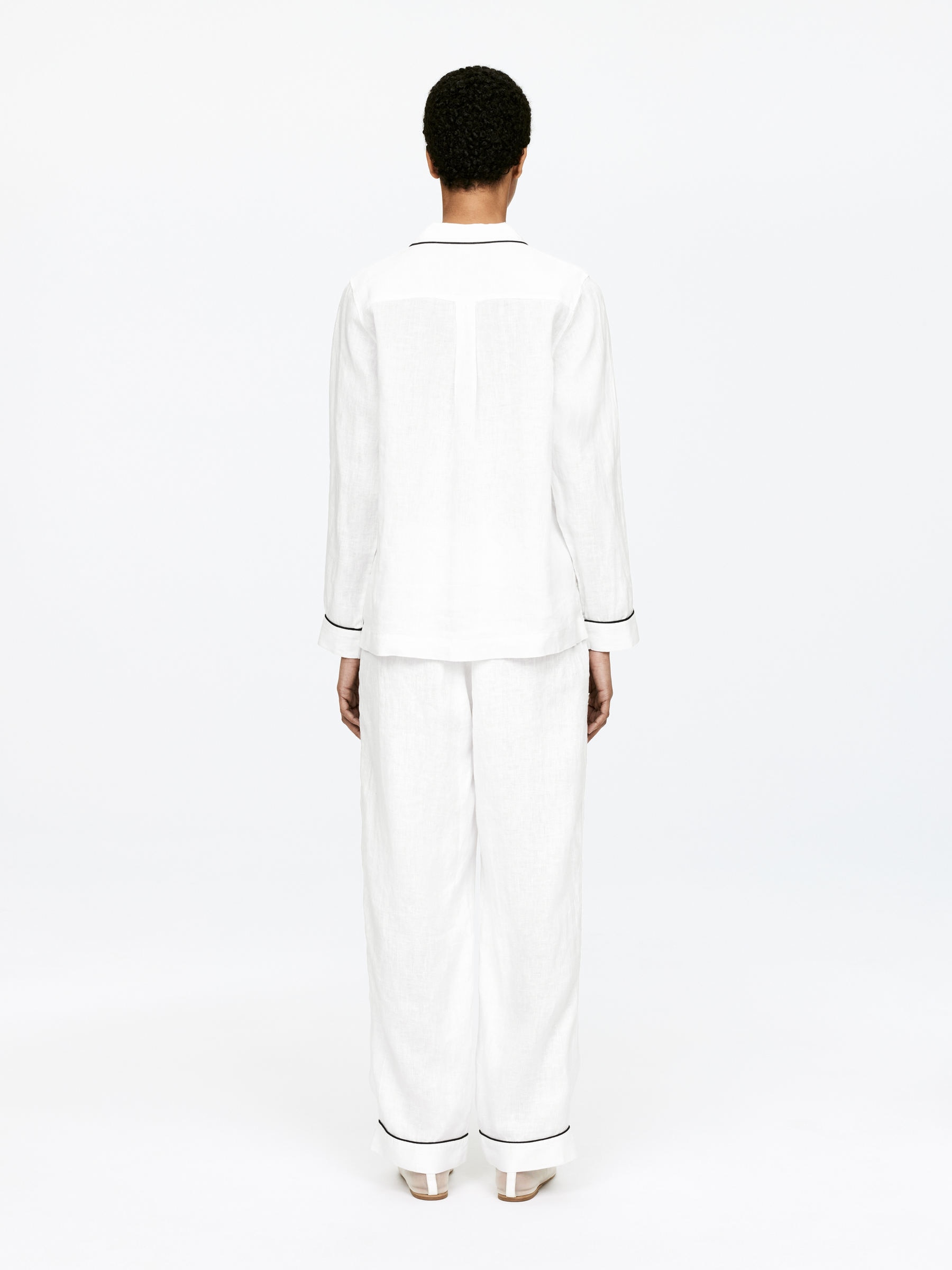 Linen Pyjama Shirt - White - Regular fit - Women - StillMedia/Lookbook - 5