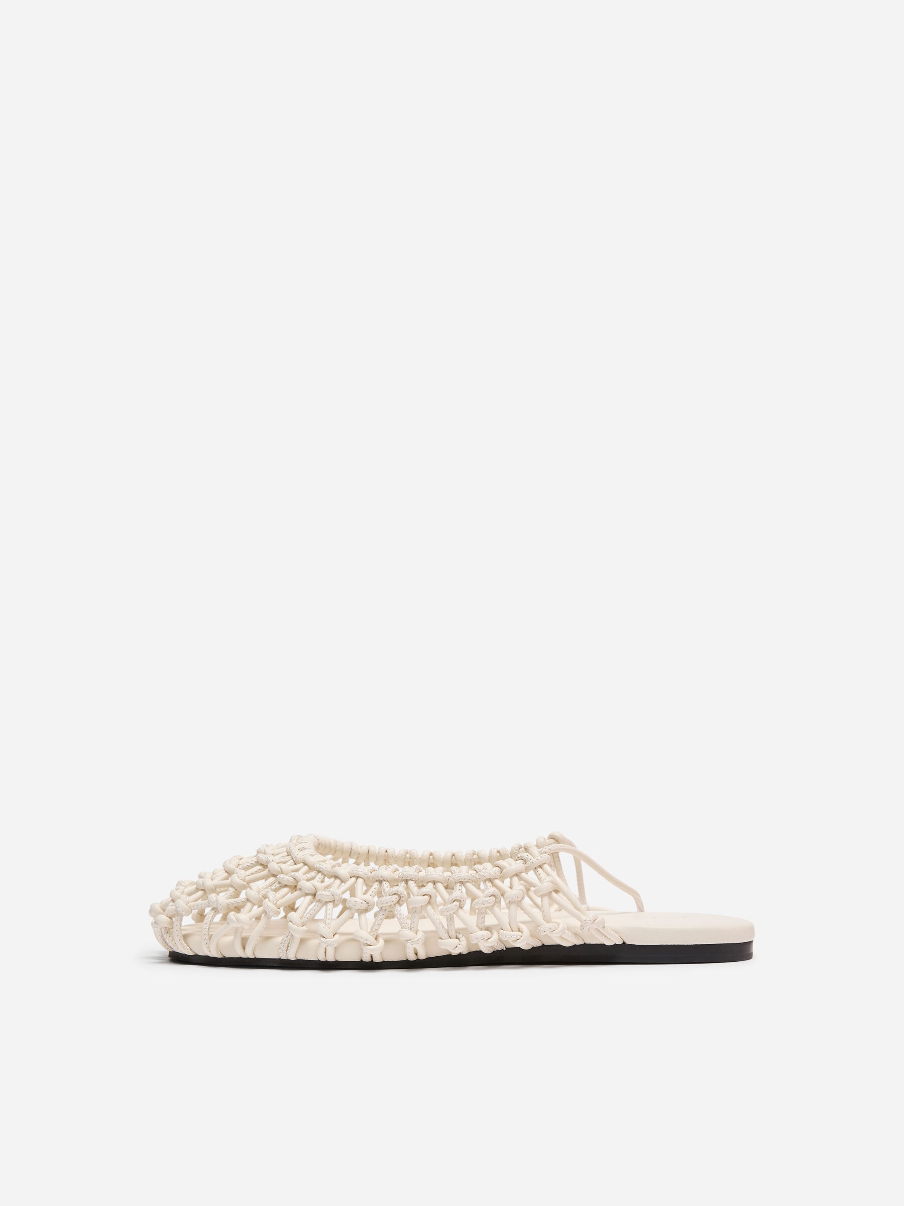 Woven Leather Slingback Flats - Off-white - Women - StillMedia/DescriptiveStillLife - 1