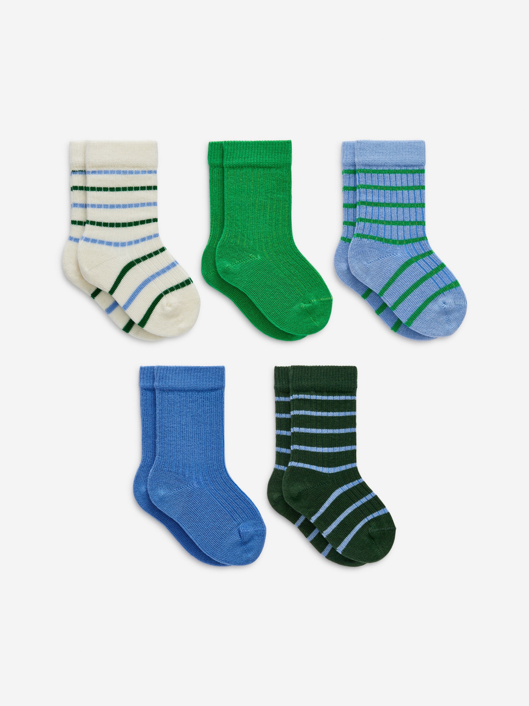 Rib Knit Baby Socks, 5 Pairs-#45724E-16496