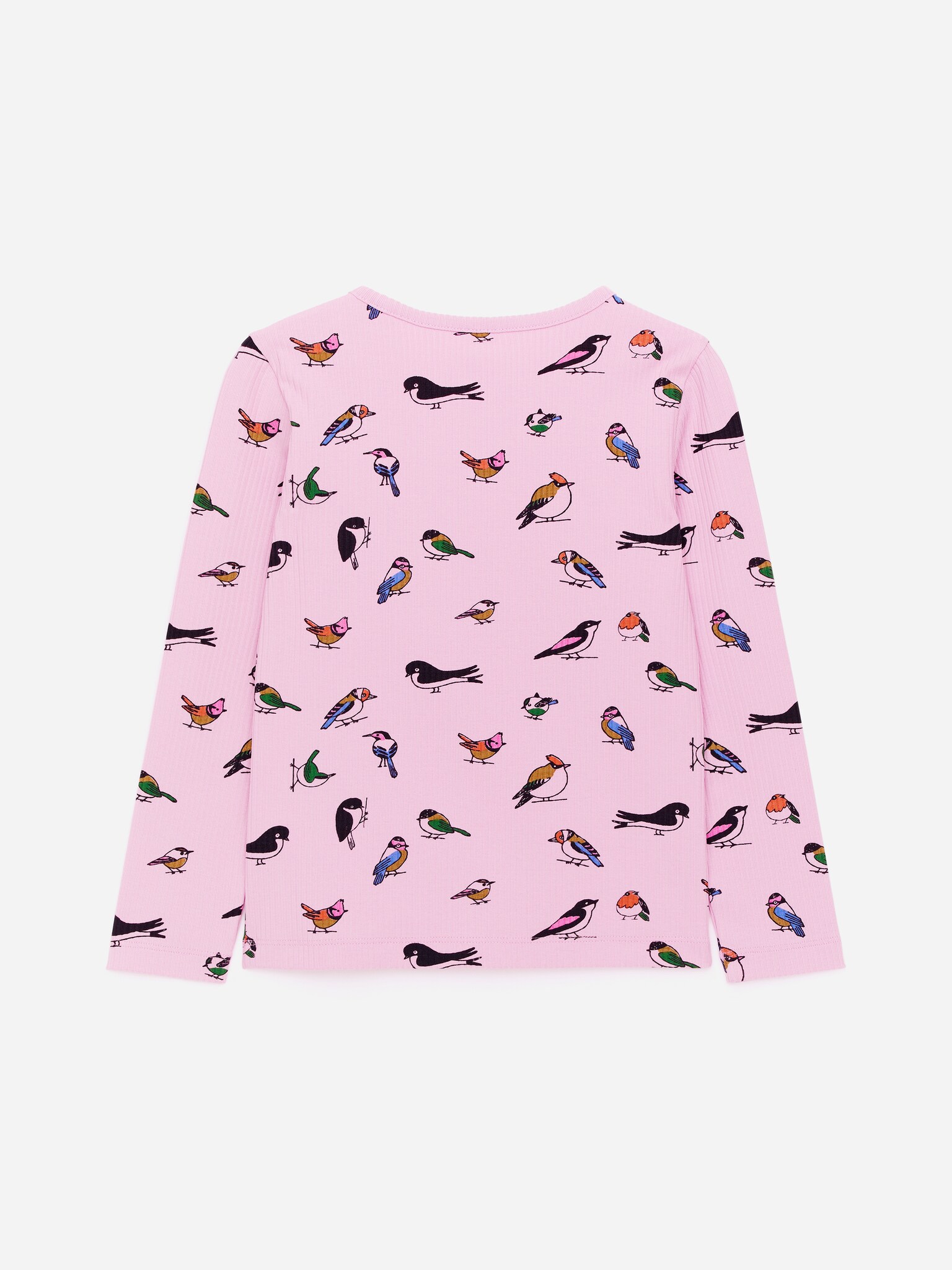 Ribbad topp - Rosa/fåglar - 2