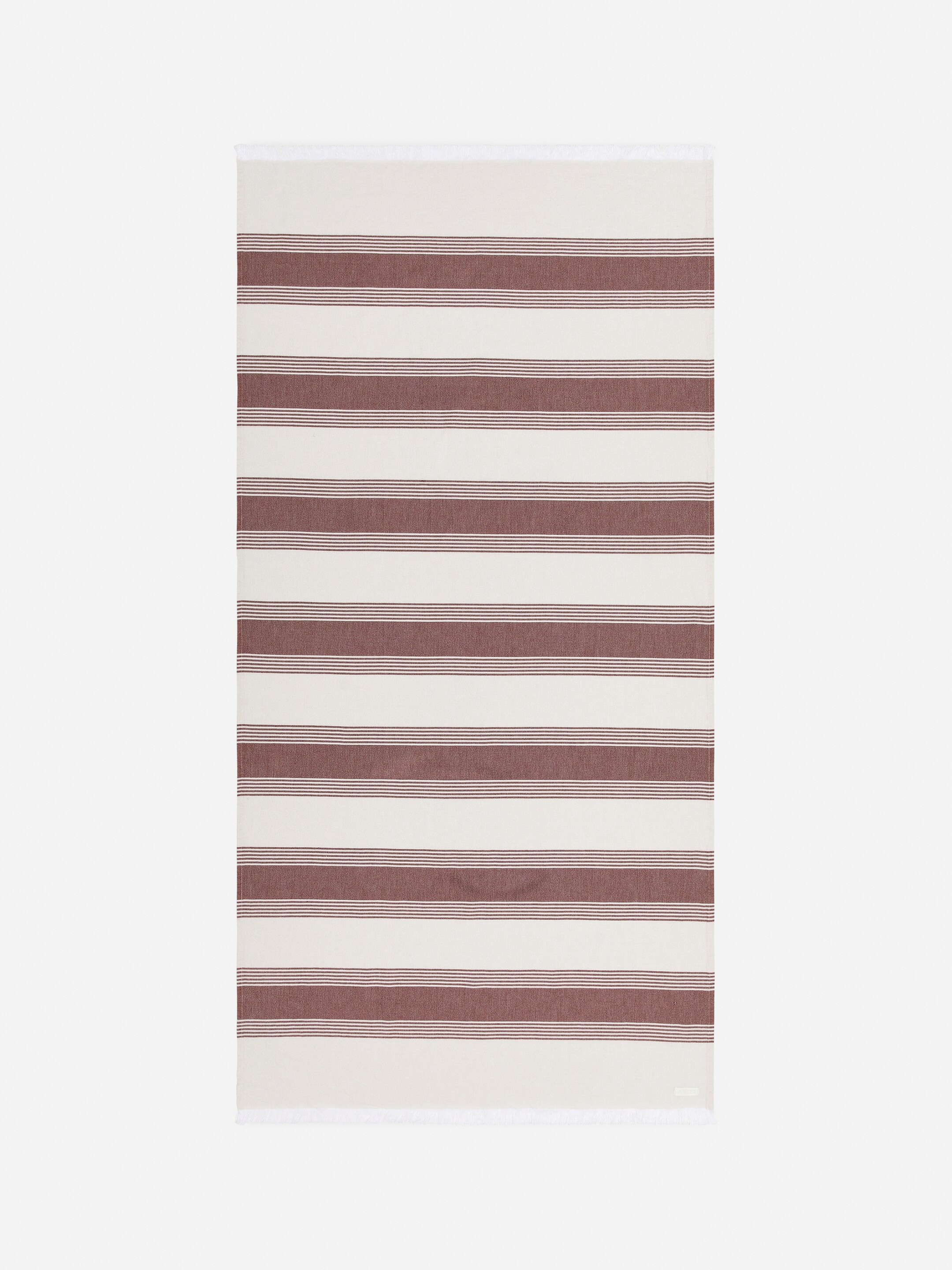 Zobacz większy obraz: Cotton Beach Blanket - Złamana biel / Burgundowy - HOME | H&M PL 2