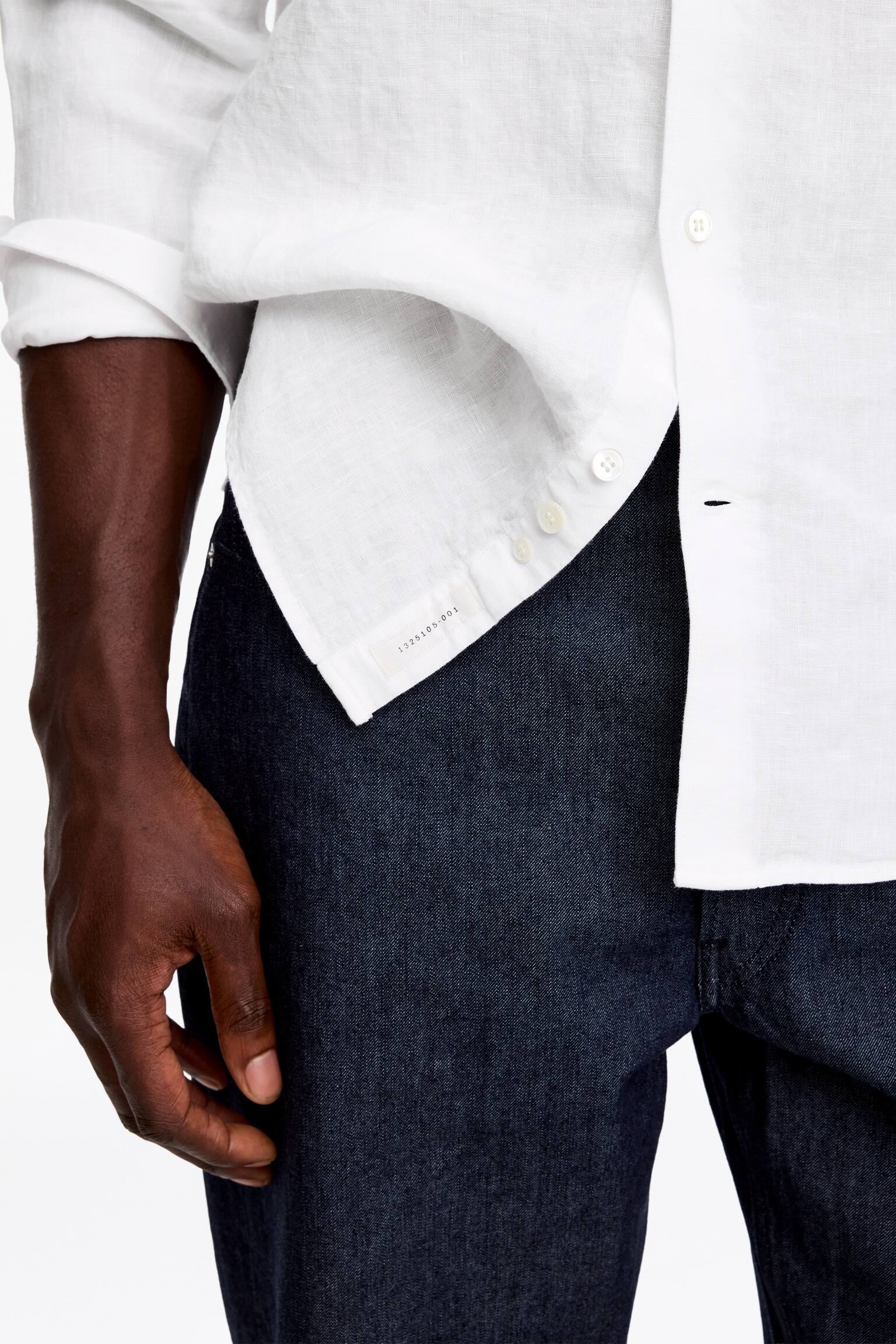 Lněná Košile Klasického Střihu-Bílá - 3