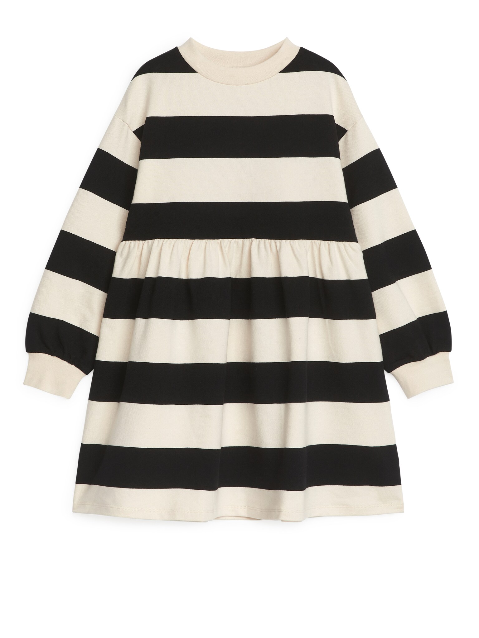 Oversized Sweatshirt Dress - Off White/Black