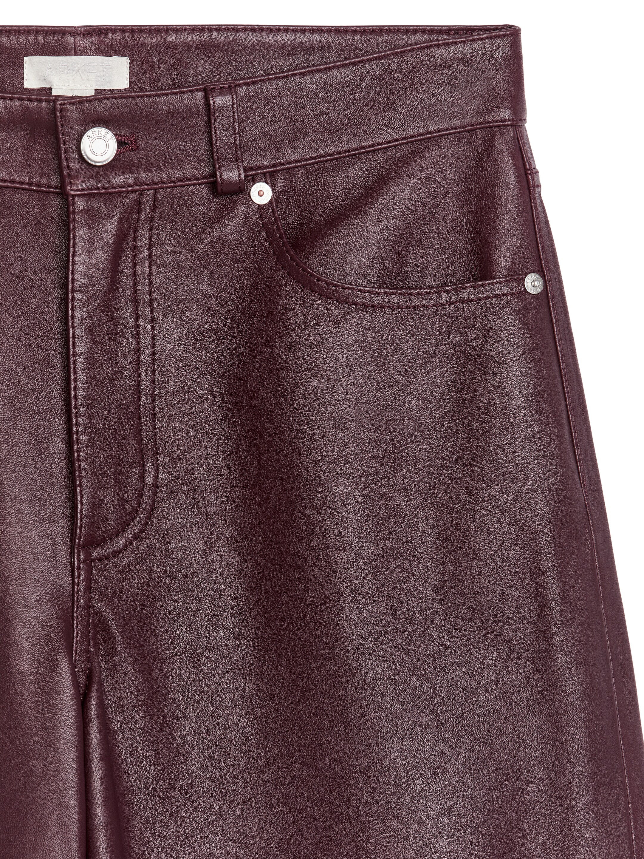 CLOUD wide jeans i läder - Vinröd - Regular fit - Women - StillMedia/DescriptiveDetail - 2