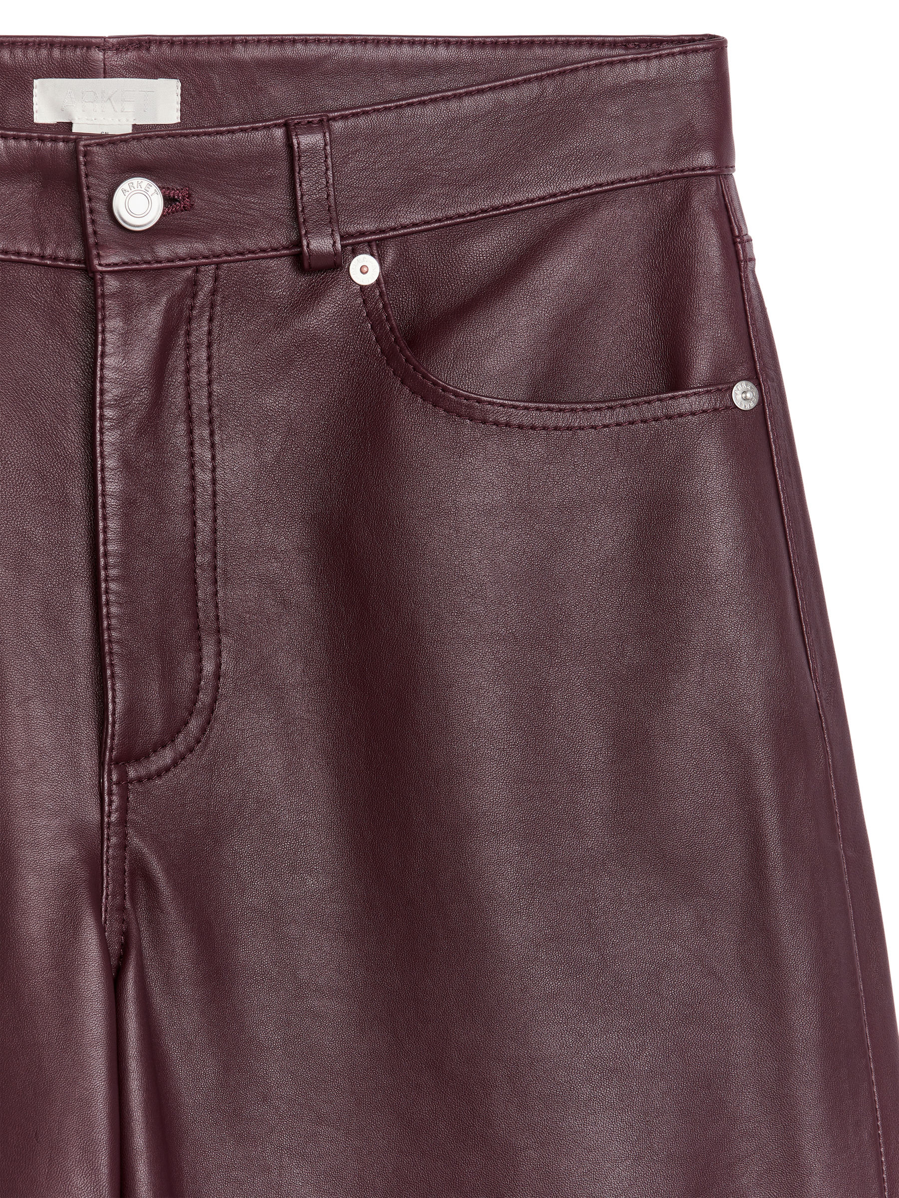 CLOUD Loose Wide Leather Jeans - Burgundy - Regular fit - Women - StillMedia/DescriptiveDetail - 2