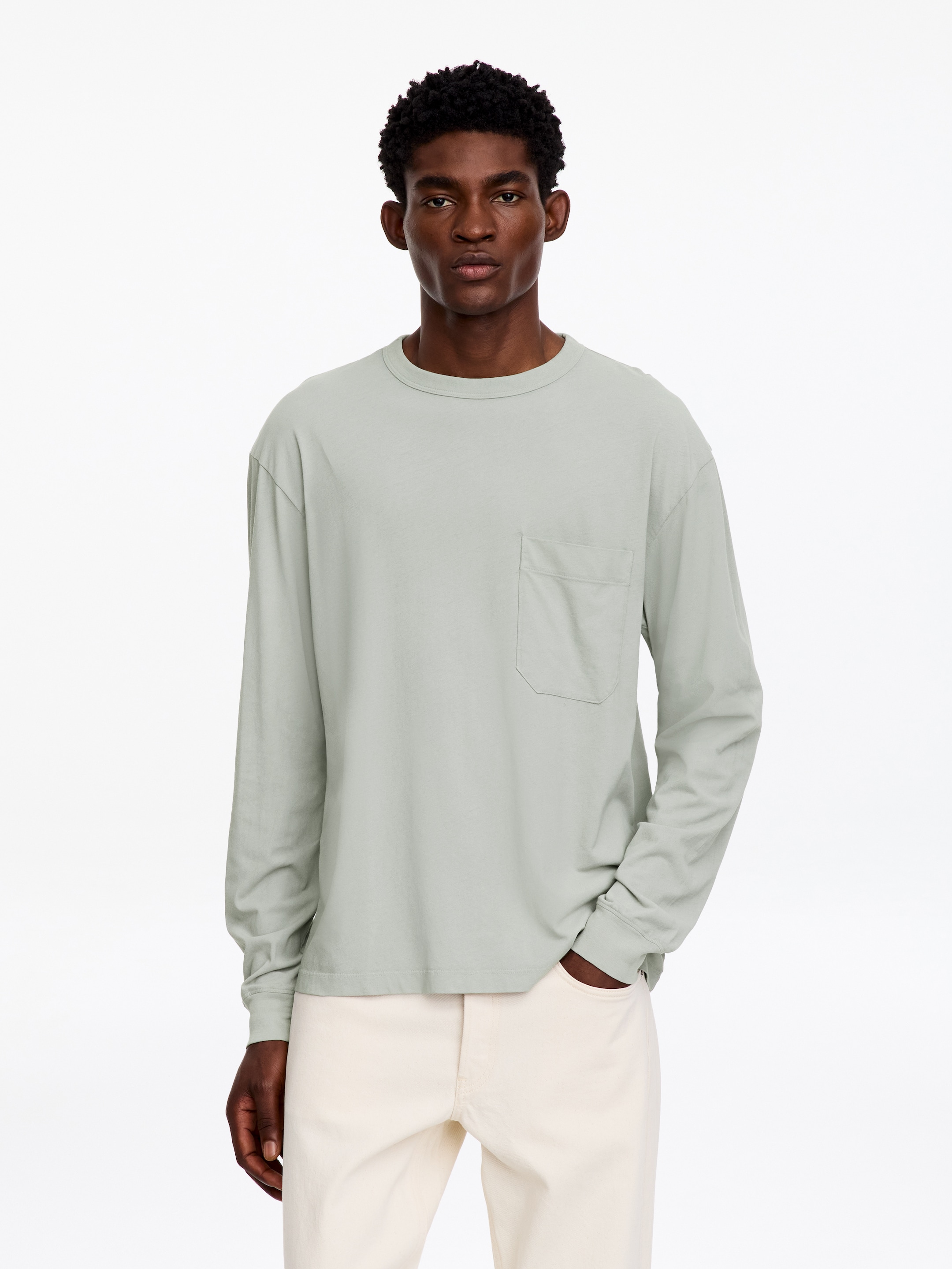 Relaxed Long-Sleeve T-Shirt-Green-20313
