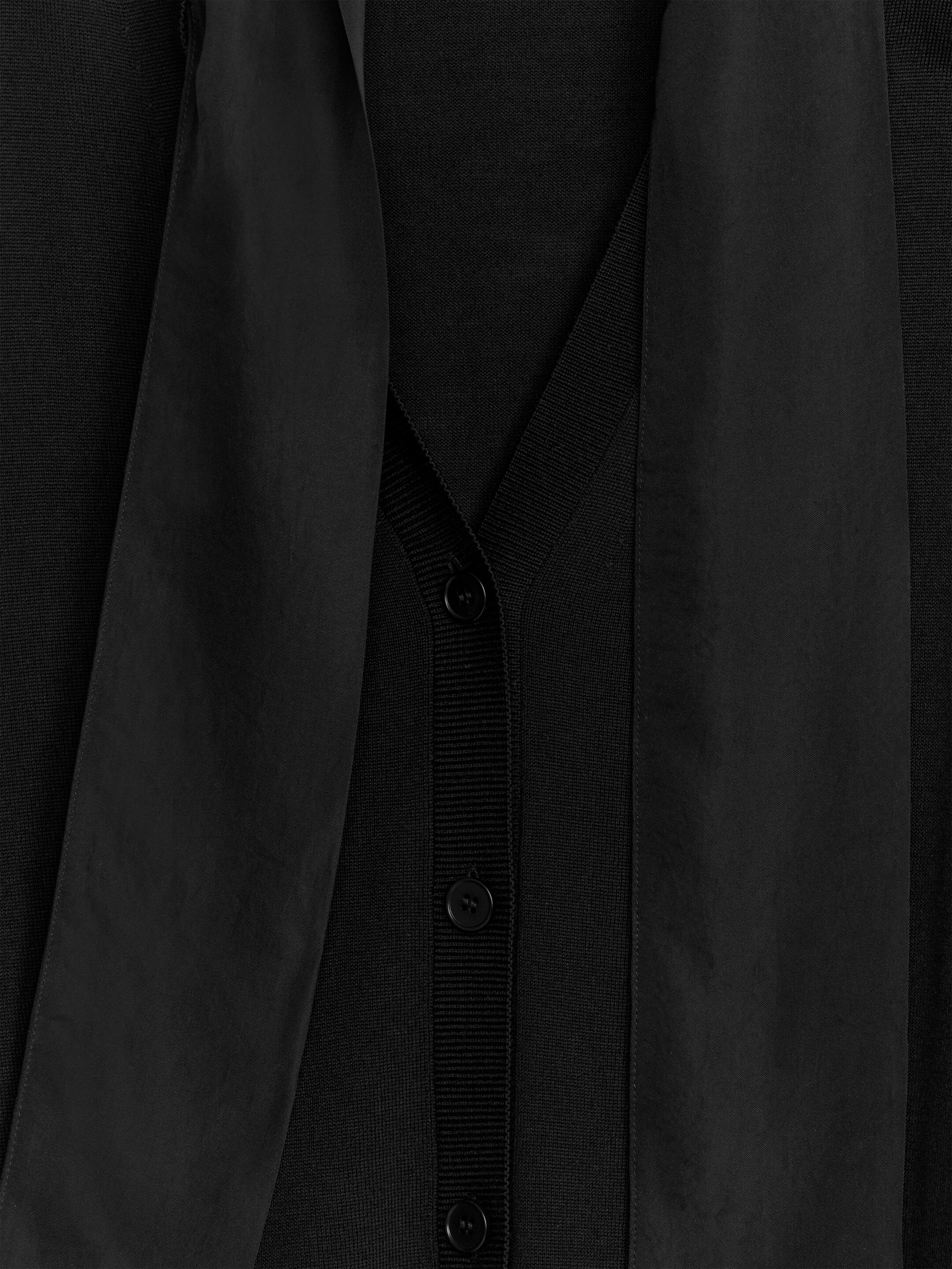 Tie-Neck Wool Cardigan - Black - Regular fit - women - StillMedia/DescriptiveDetail - 1