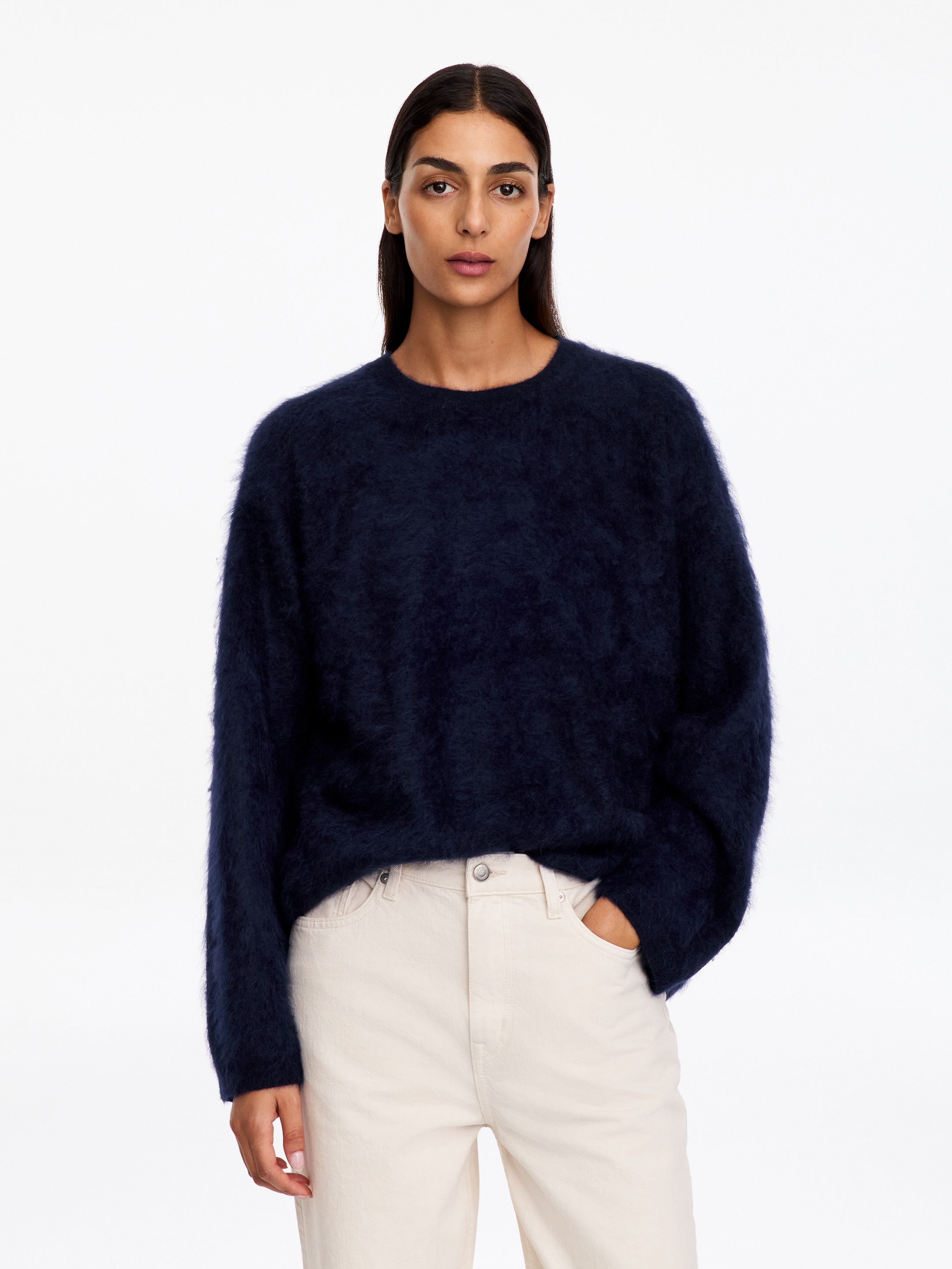 Jersey de cachemir cepillado​-Blue-20646