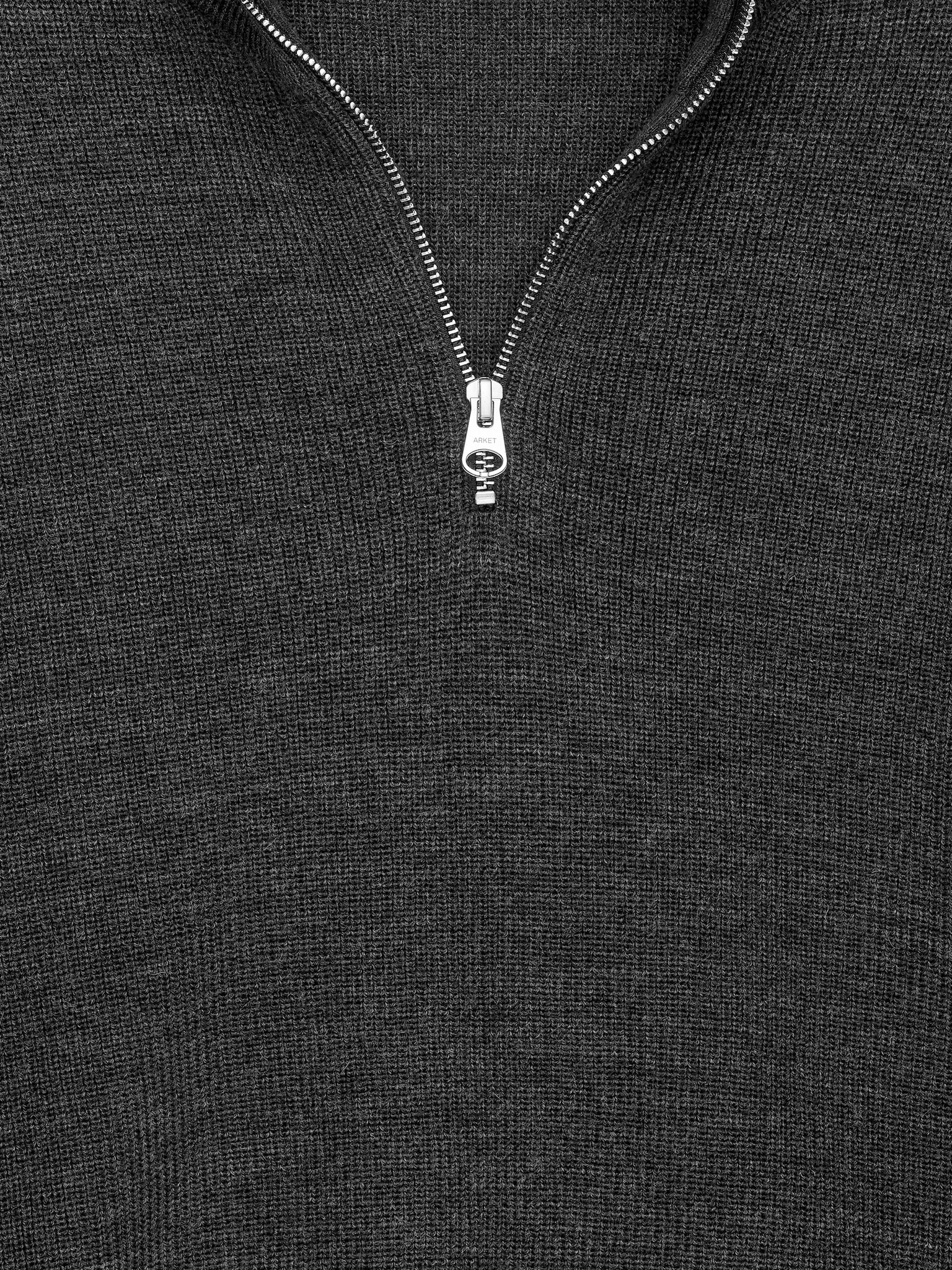 Pull demi-zip en laine et coton - Gris foncé/Bleu foncé - 4